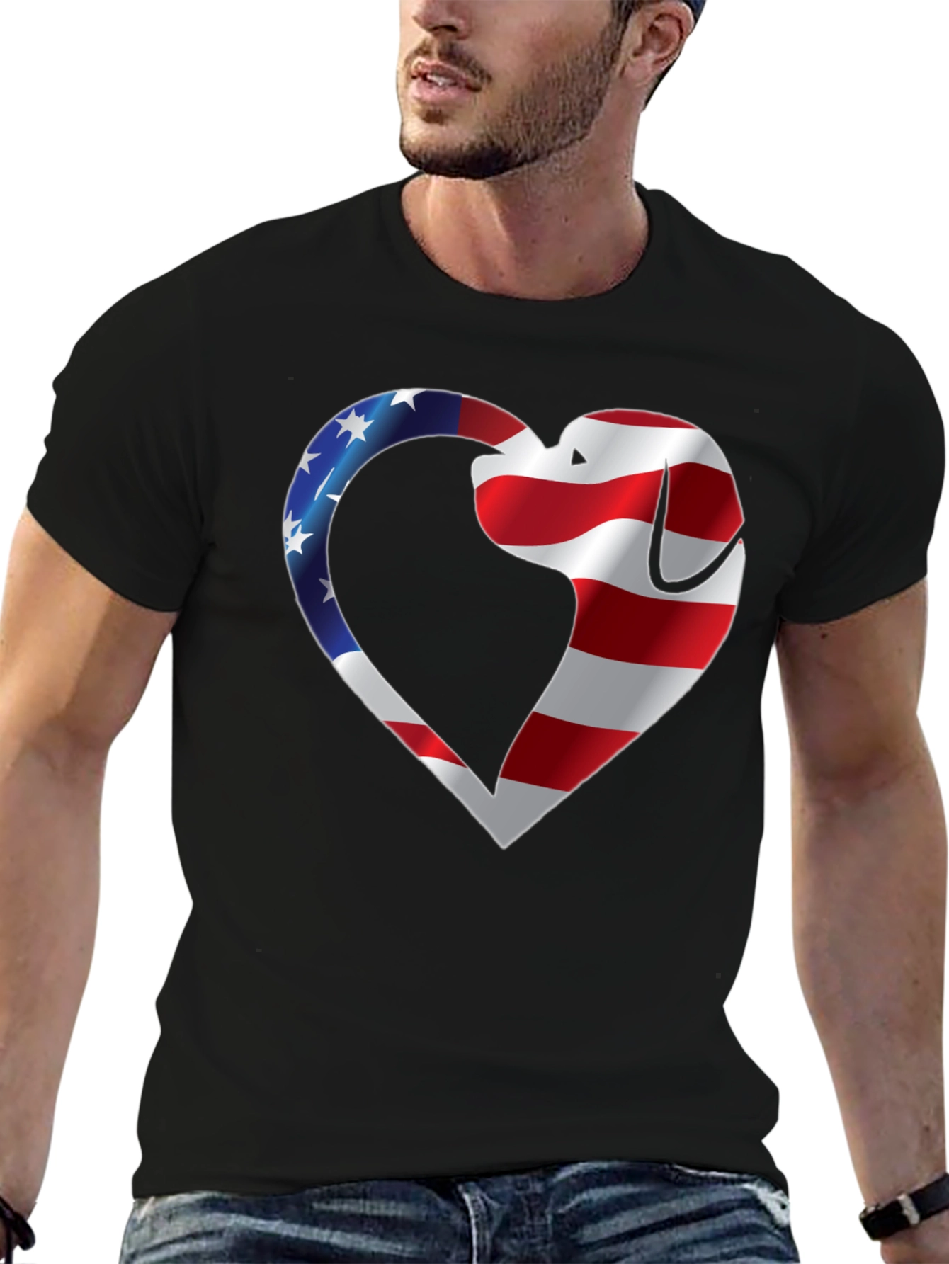Patriotic Dog Heart T-Shirt