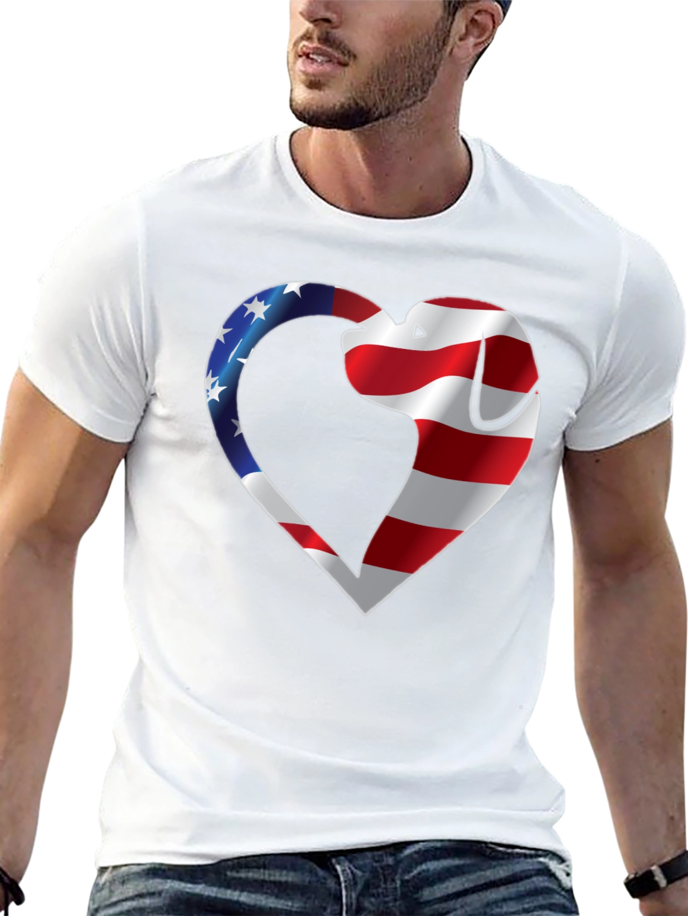 Patriotic Dog Heart T-Shirt