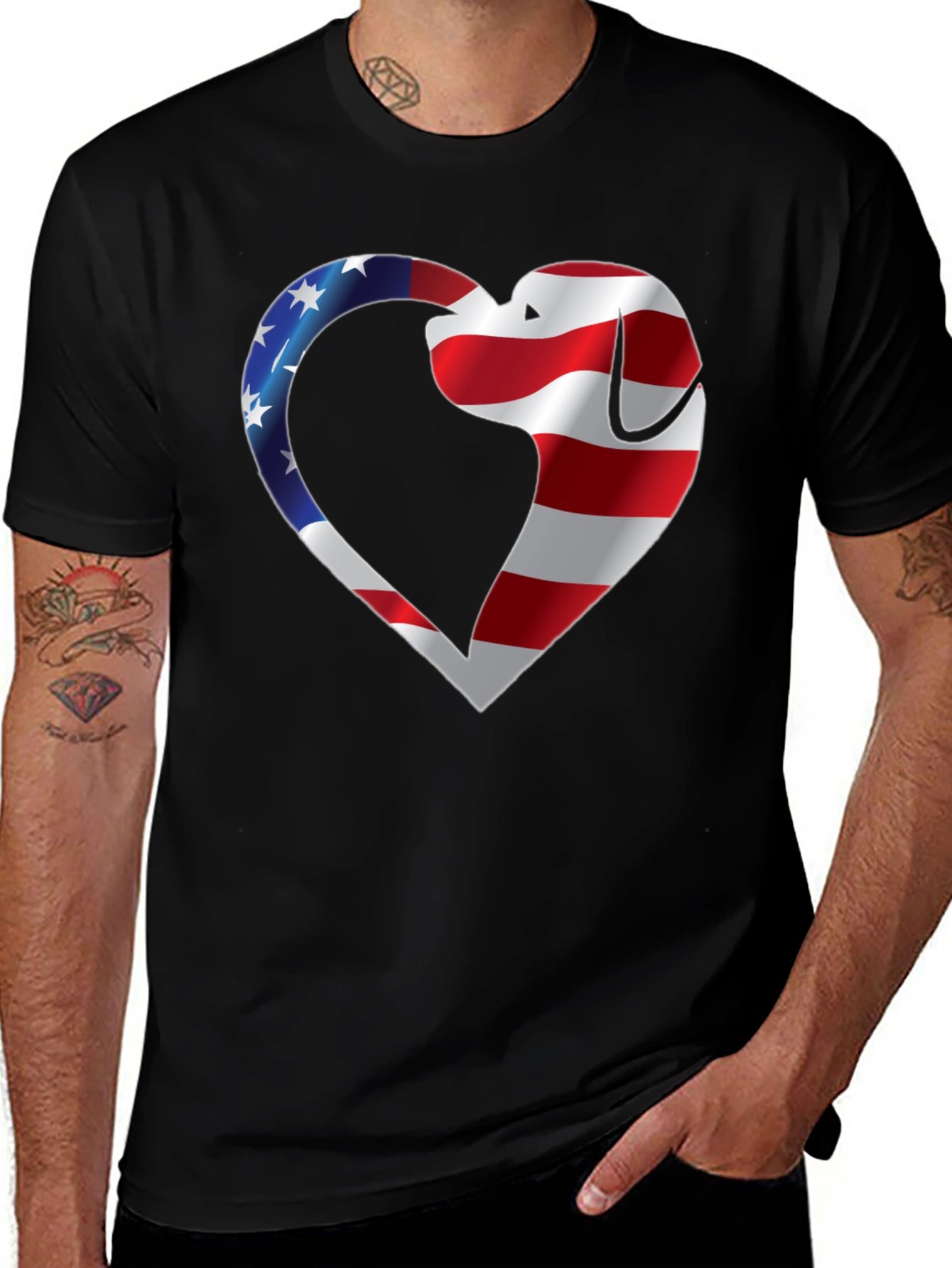 Patriotic Dog Heart T-Shirt