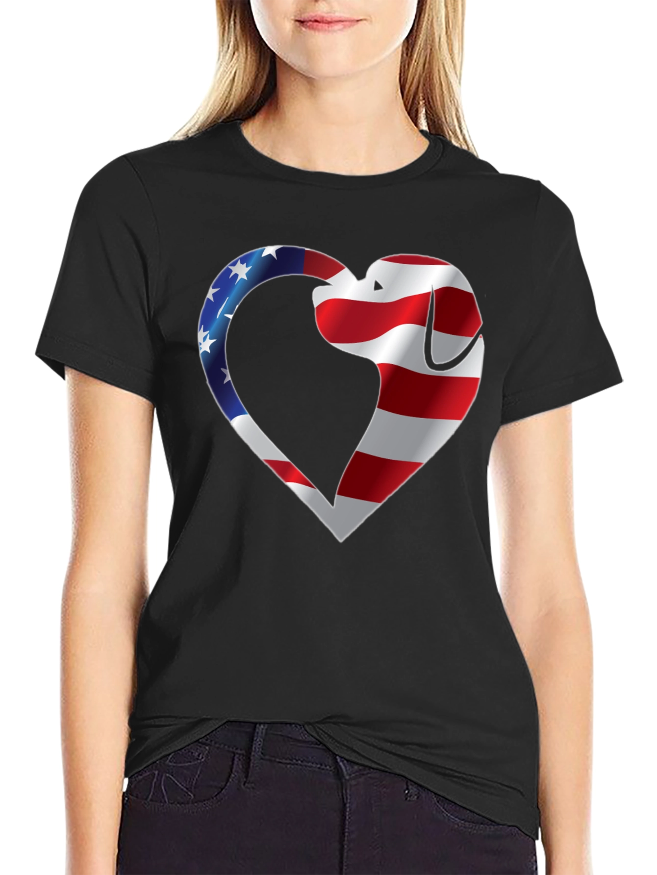 Patriotic Dog Heart T-Shirt