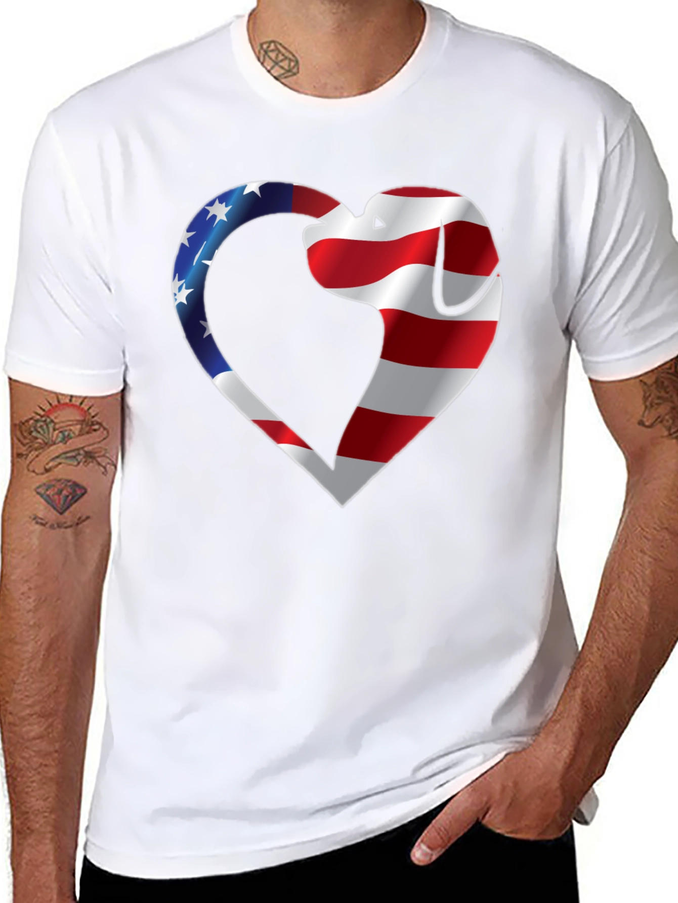 Patriotic Dog Heart T-Shirt