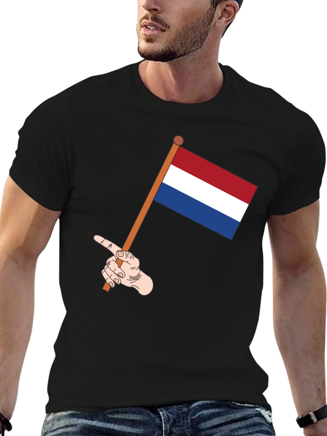 Netherlands Flag T-Shirt - Pointing Hand Graphic Tee