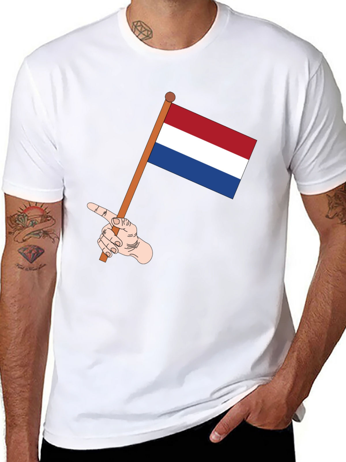 Netherlands Flag T-Shirt - Pointing Hand Graphic Tee