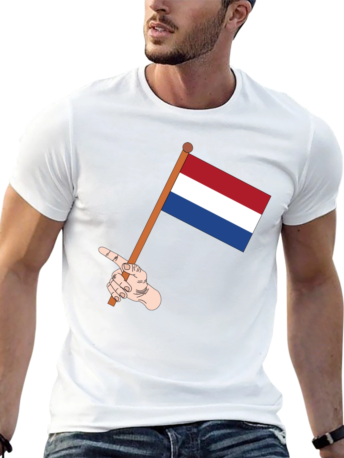 Netherlands Flag T-Shirt - Pointing Hand Graphic Tee