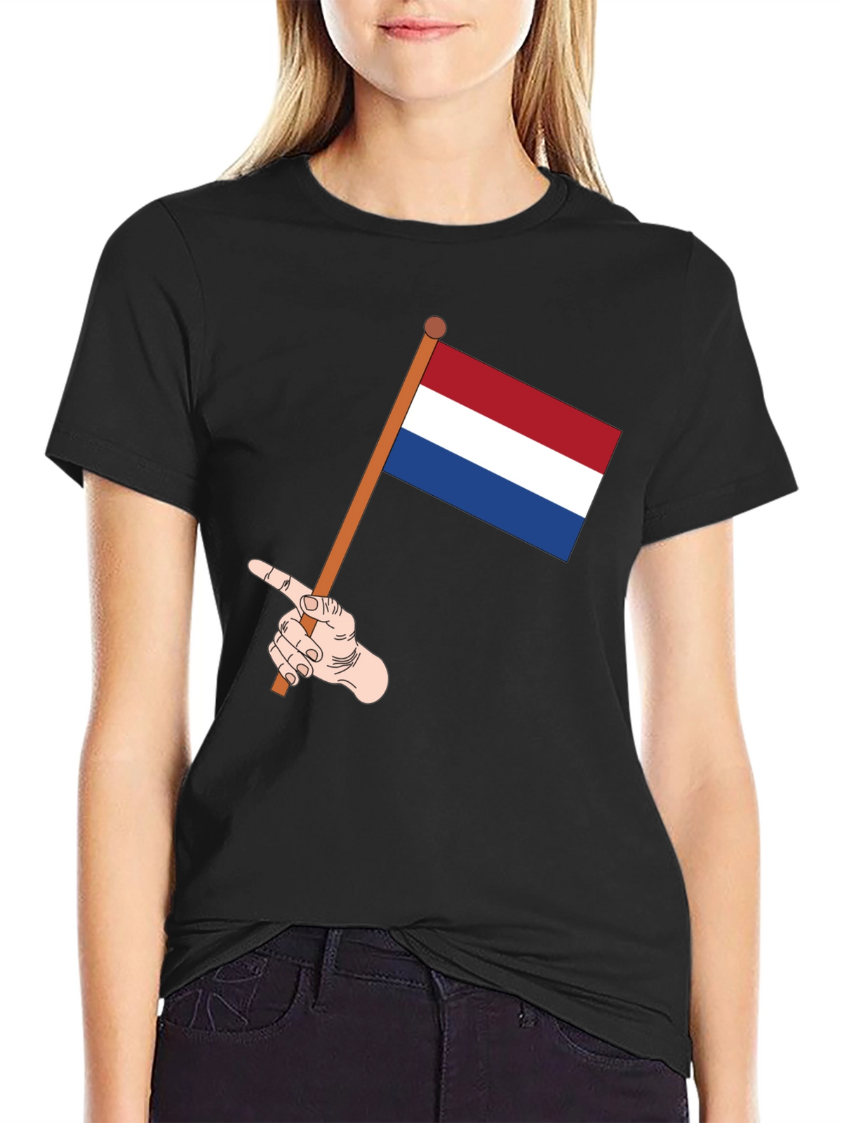 Netherlands Flag T-Shirt - Pointing Hand Graphic Tee