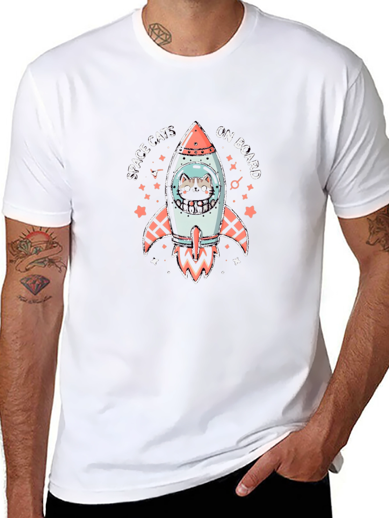 Space Cats Rocket Graphic Tee