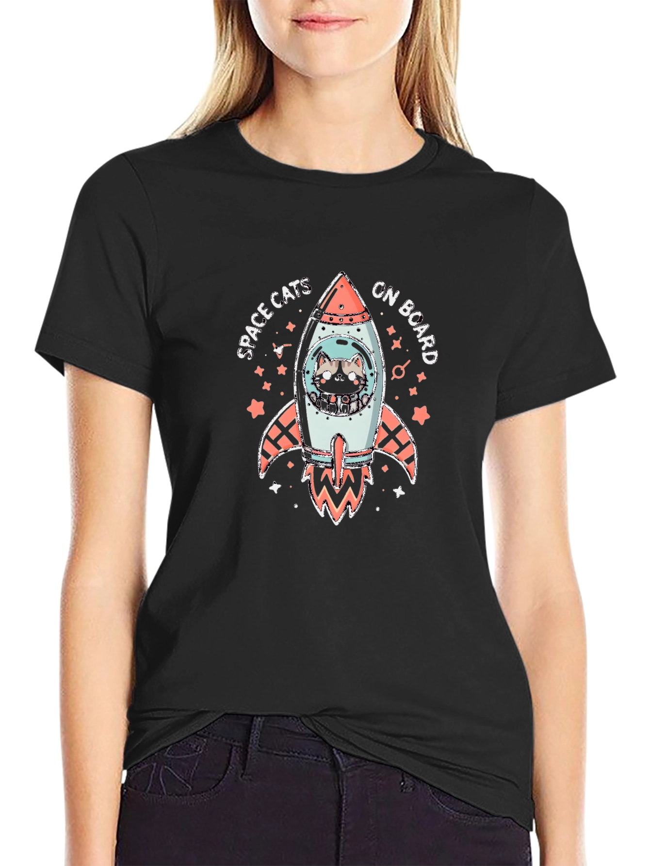 Space Cats Rocket Graphic Tee