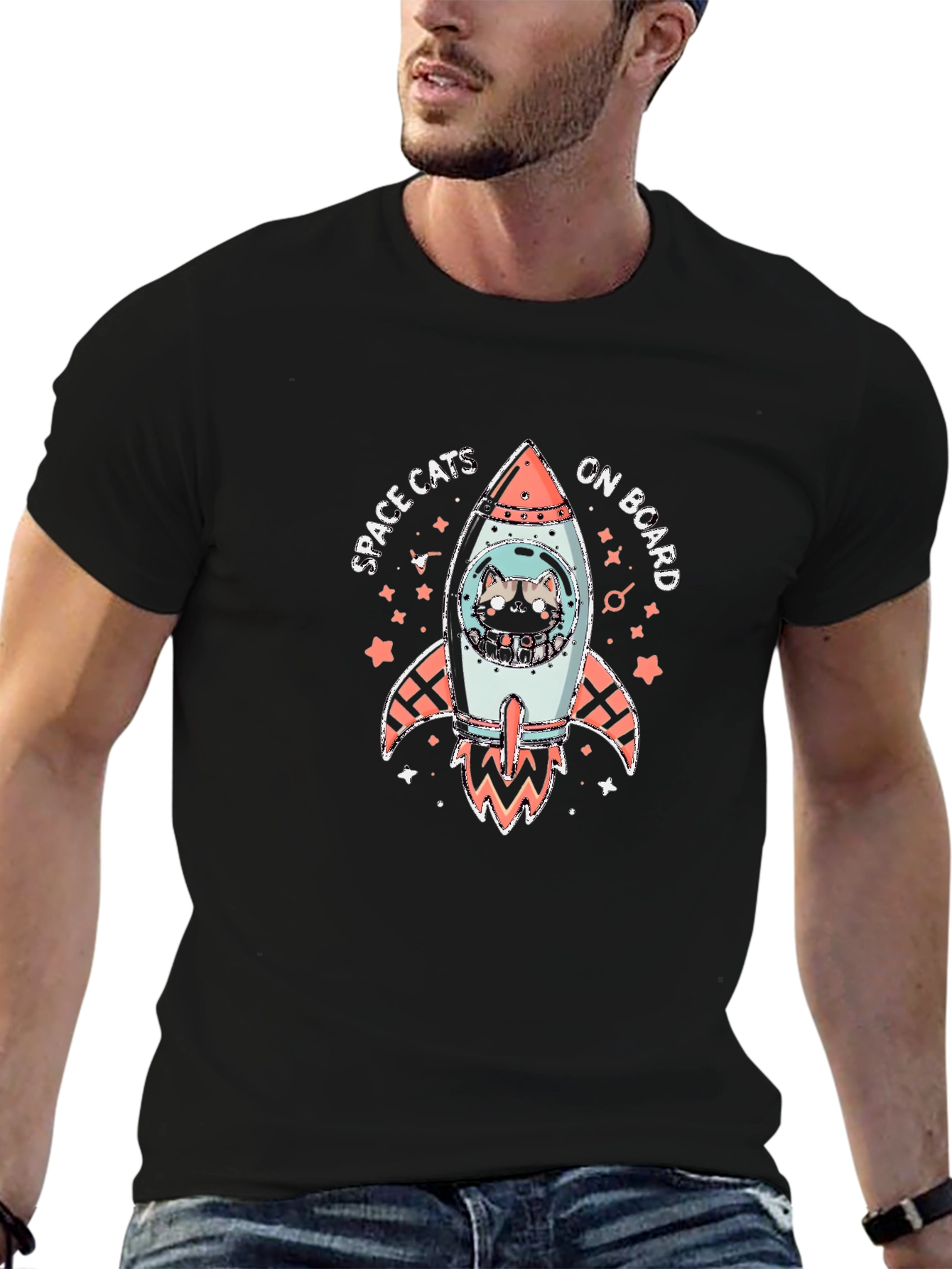 Space Cats Rocket Graphic Tee