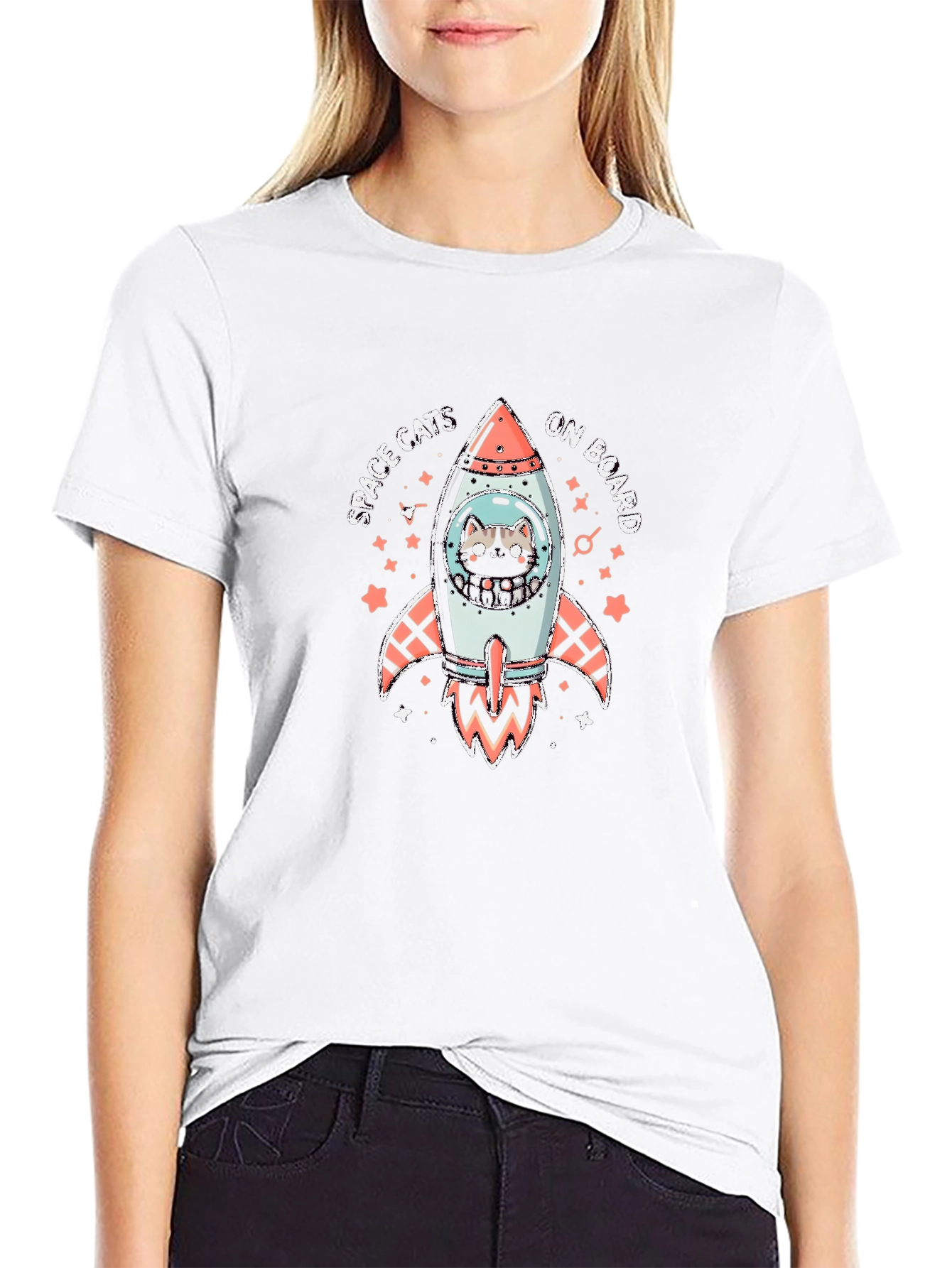 Space Cats Rocket Graphic Tee