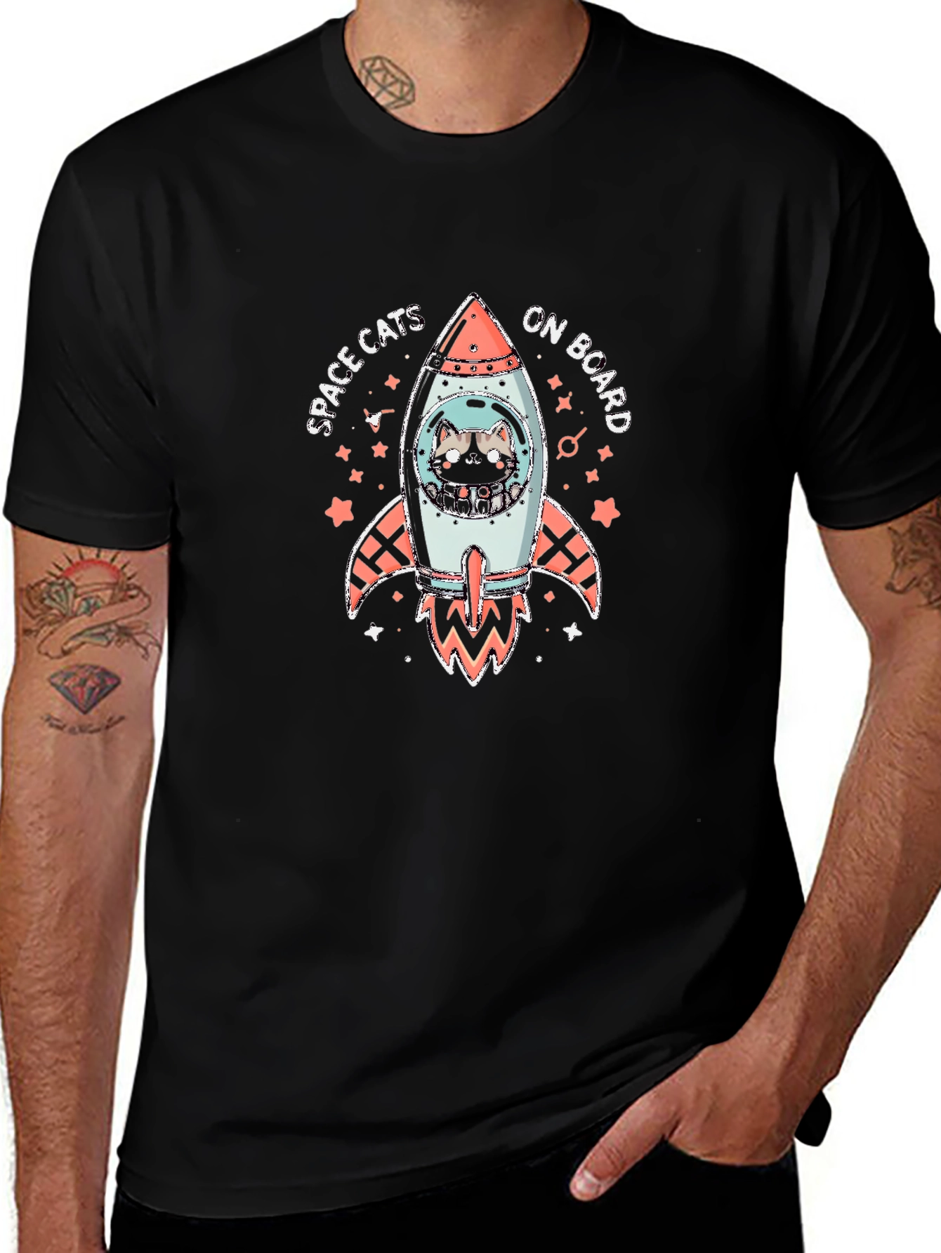 Space Cats Rocket Graphic Tee
