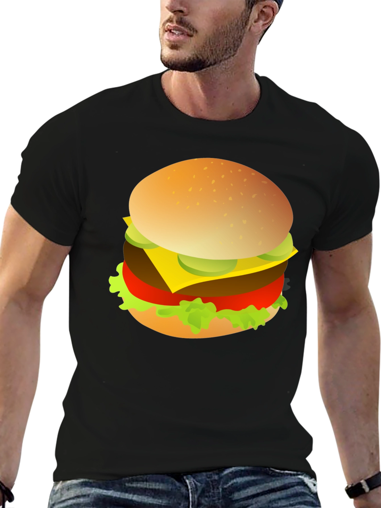 Burger Graphic Print Crew Neck T-Shirt