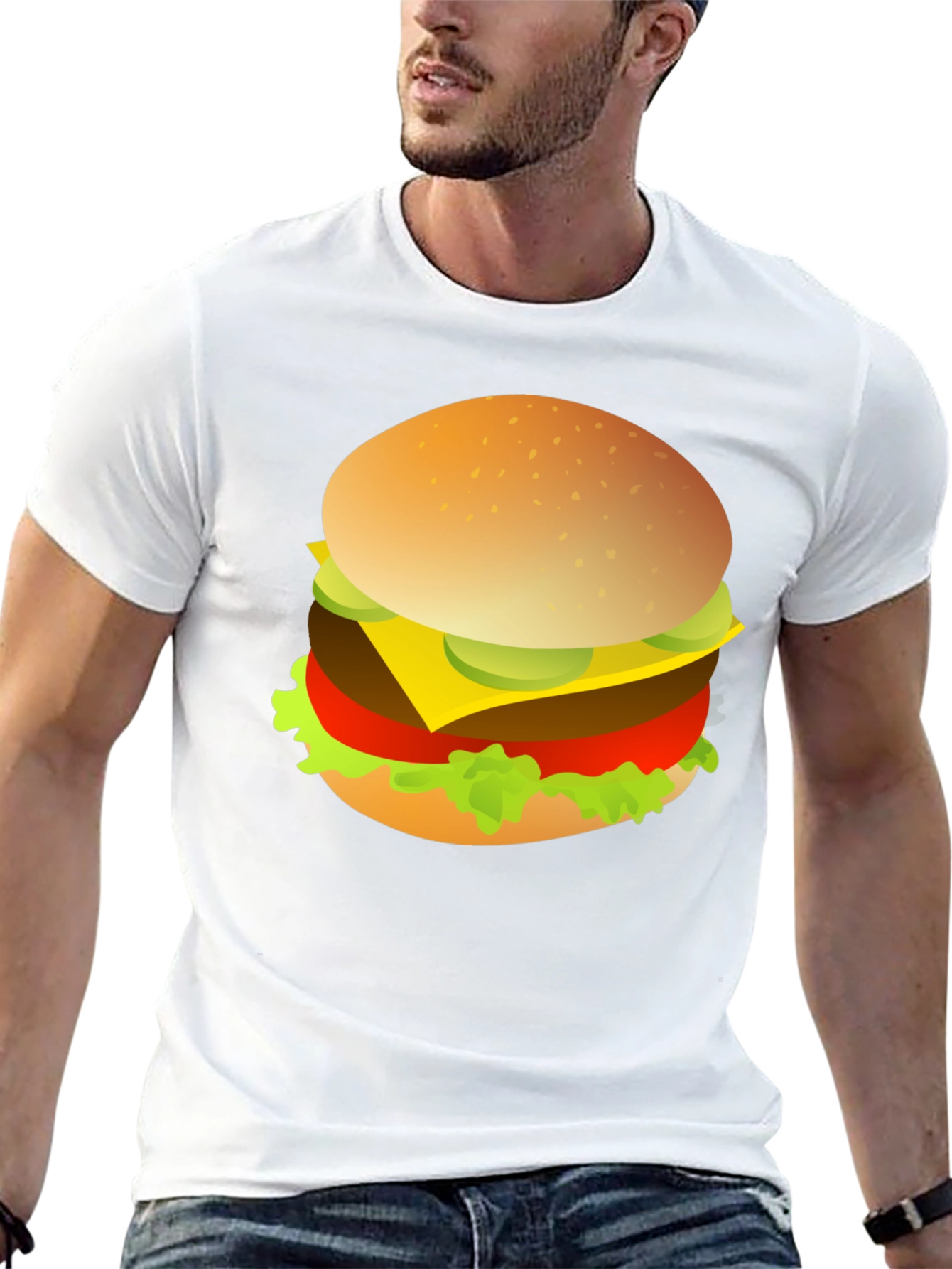 Burger Graphic Print Crew Neck T-Shirt
