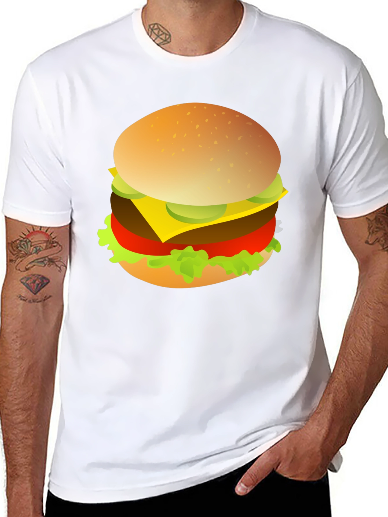 Burger Graphic Print Crew Neck T-Shirt