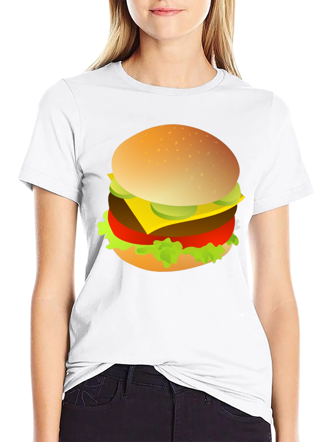 Burger Graphic Print Crew Neck T-Shirt