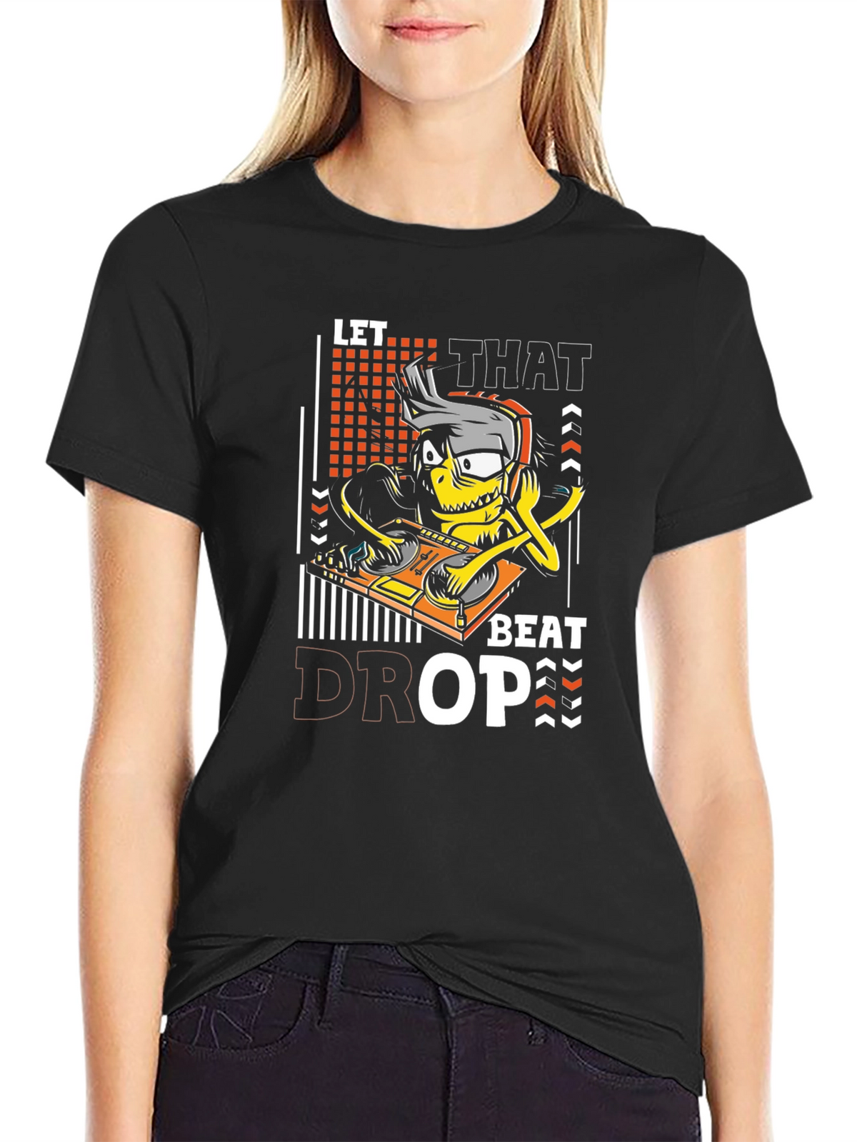 Let That Beat Drop T-Shirt DJ Cartoon Graphic Tee