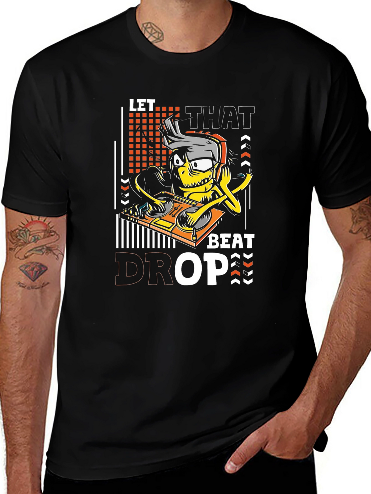 Let That Beat Drop T-Shirt DJ Cartoon Graphic Tee