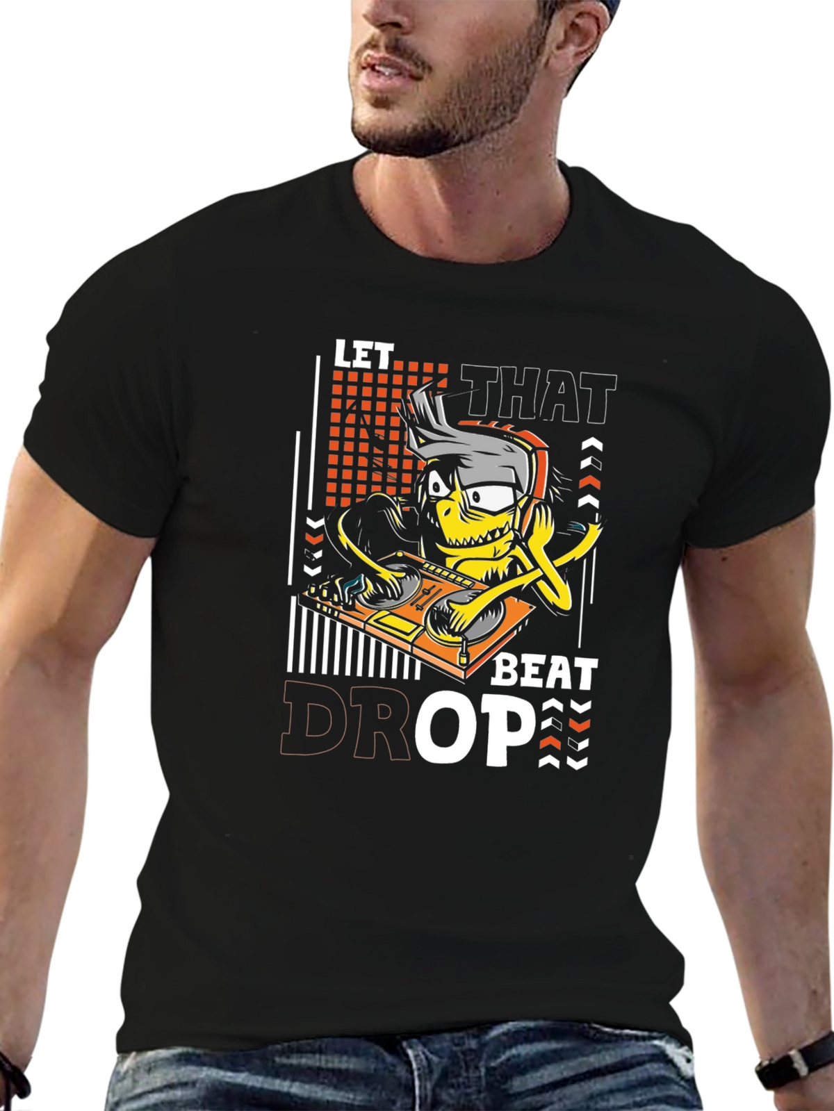 Let That Beat Drop T-Shirt DJ Cartoon Graphic Tee