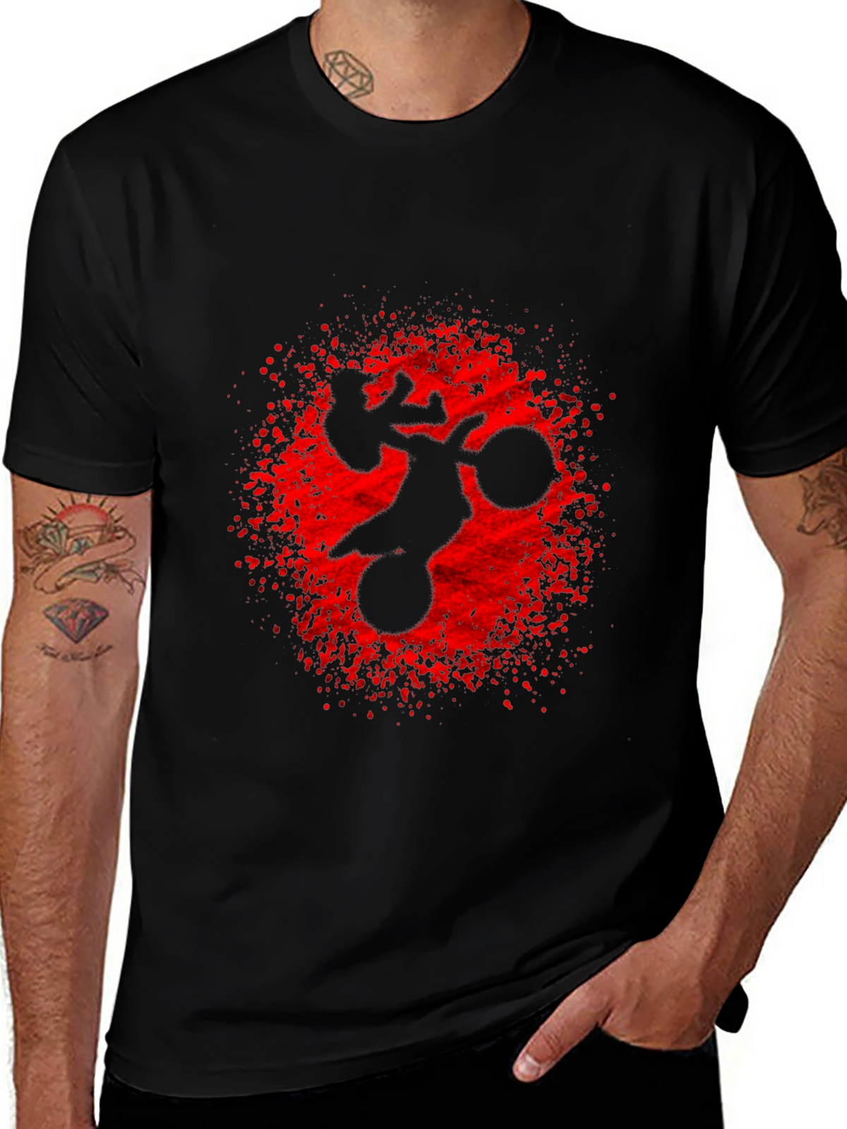 Motorcycle Graphic T-Shirt - Black Crew Neck Tee