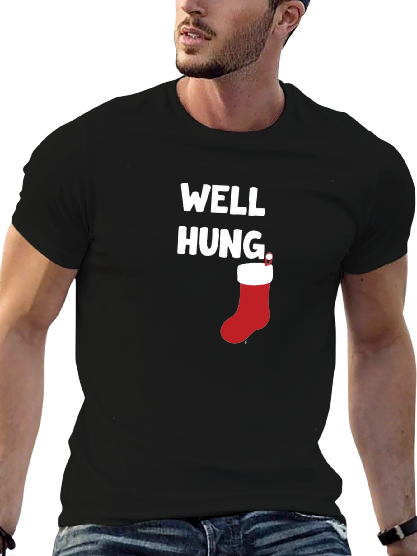 Well Hung Christmas Stocking Graphic Tee