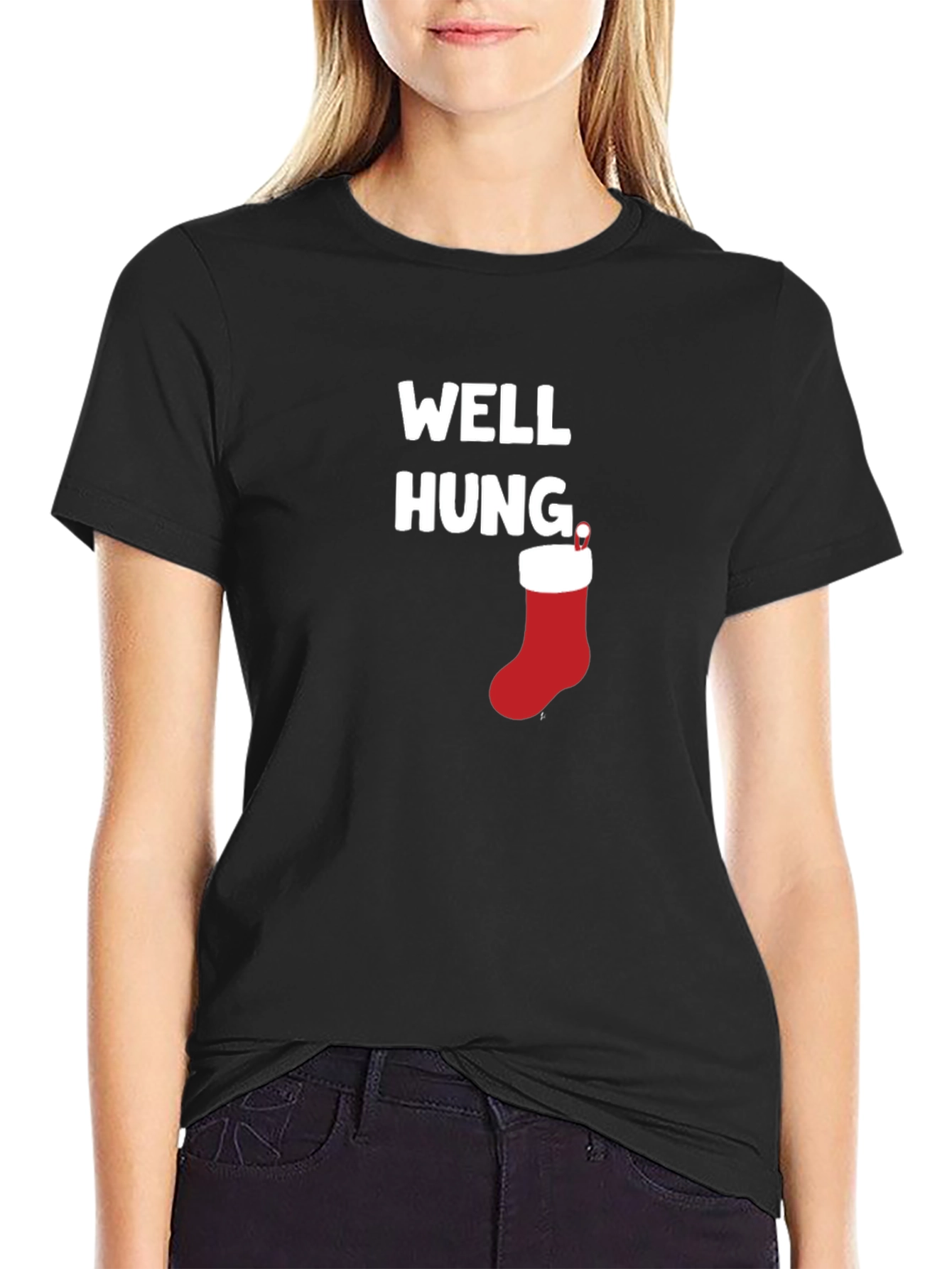 Well Hung Christmas Stocking Graphic Tee
