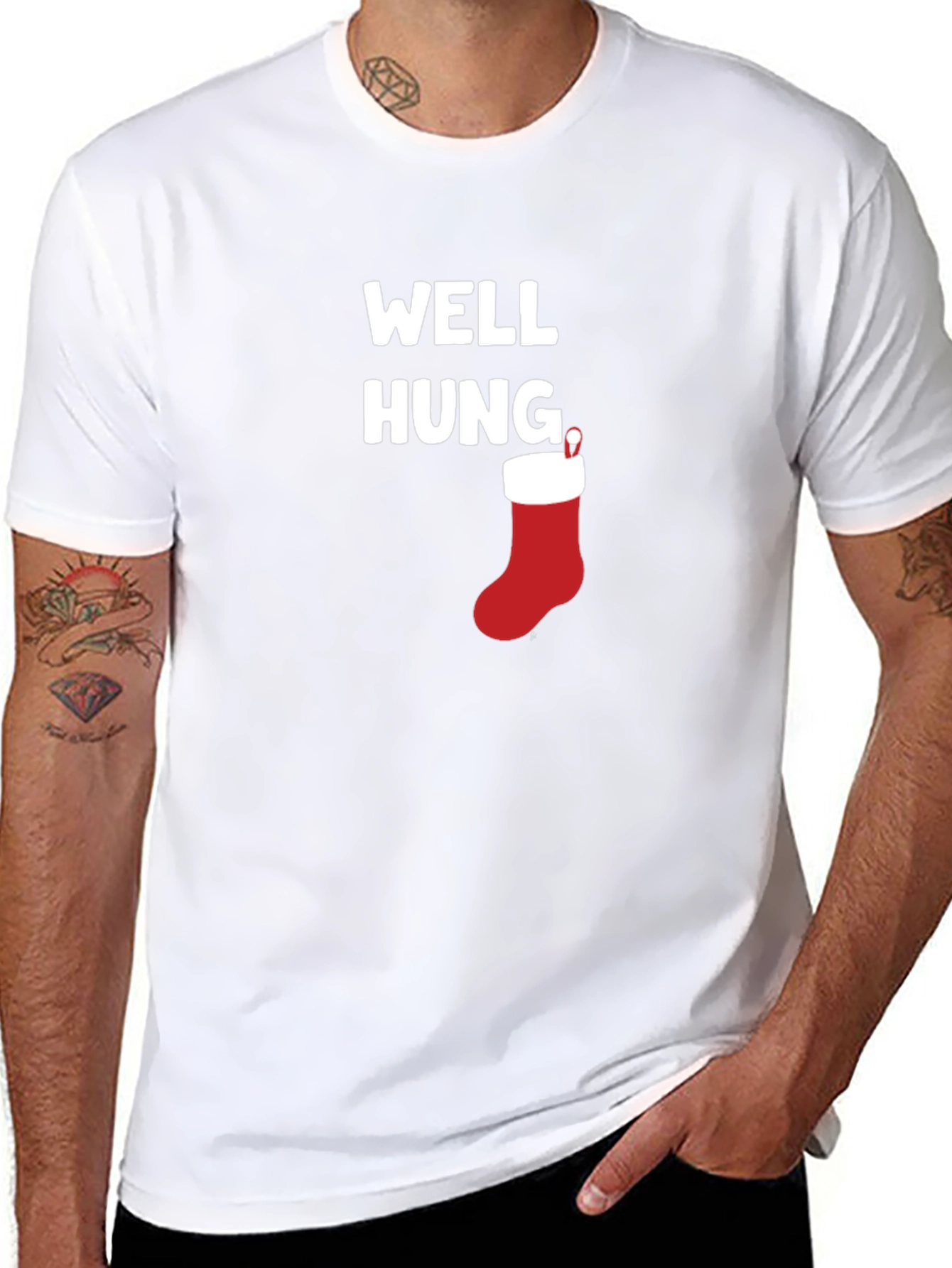 Well Hung Christmas Stocking Graphic Tee