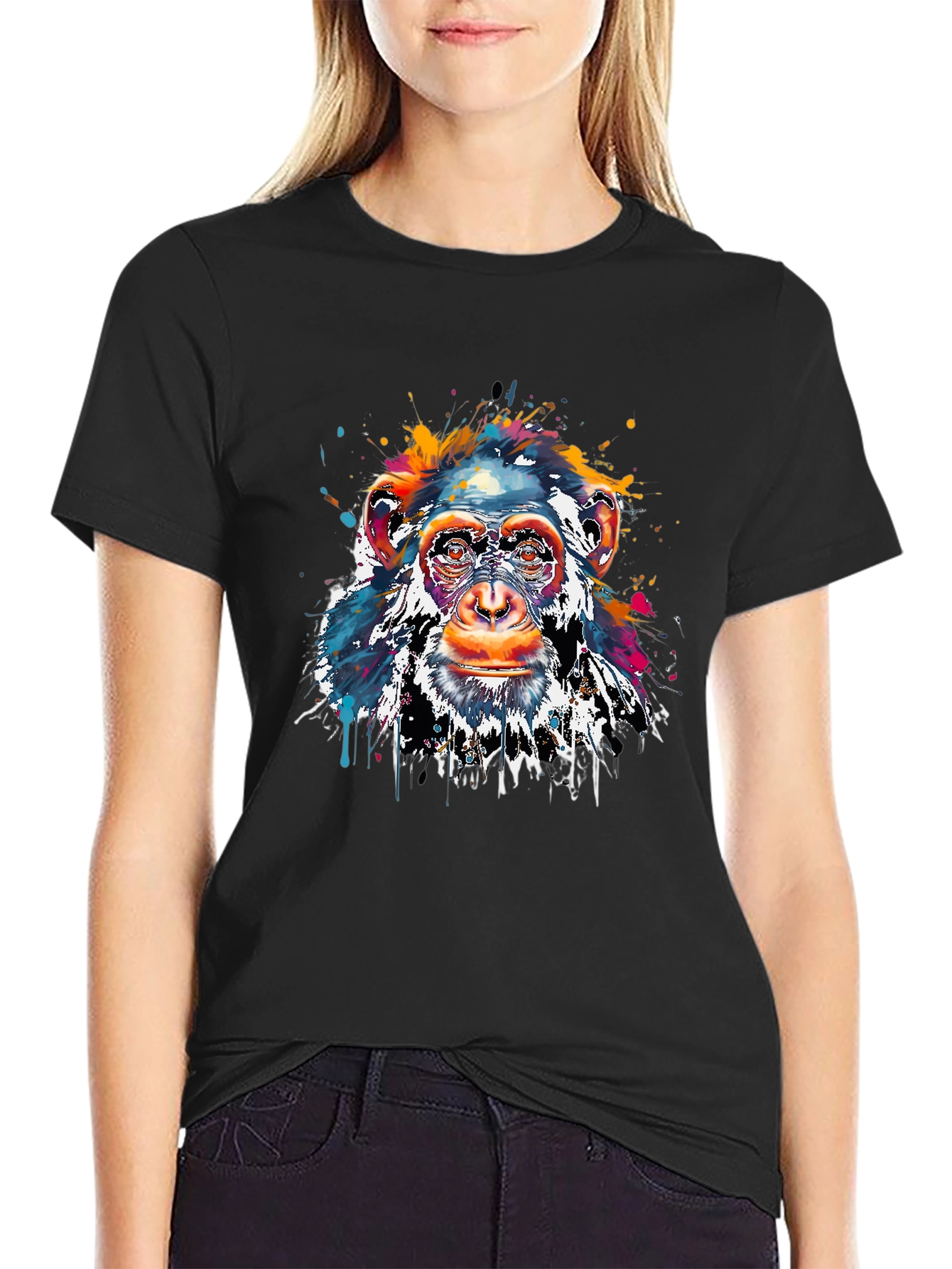 Colorful Monkey Graphic T-Shirt