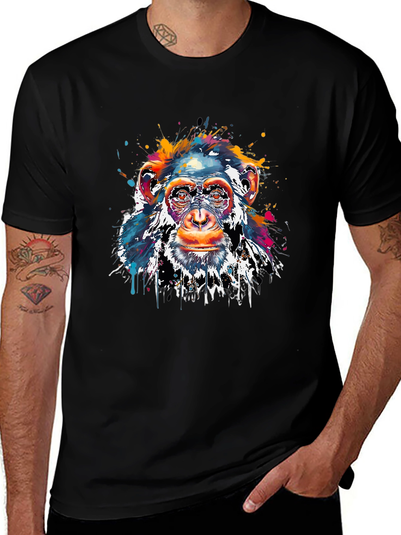 Colorful Monkey Graphic T-Shirt