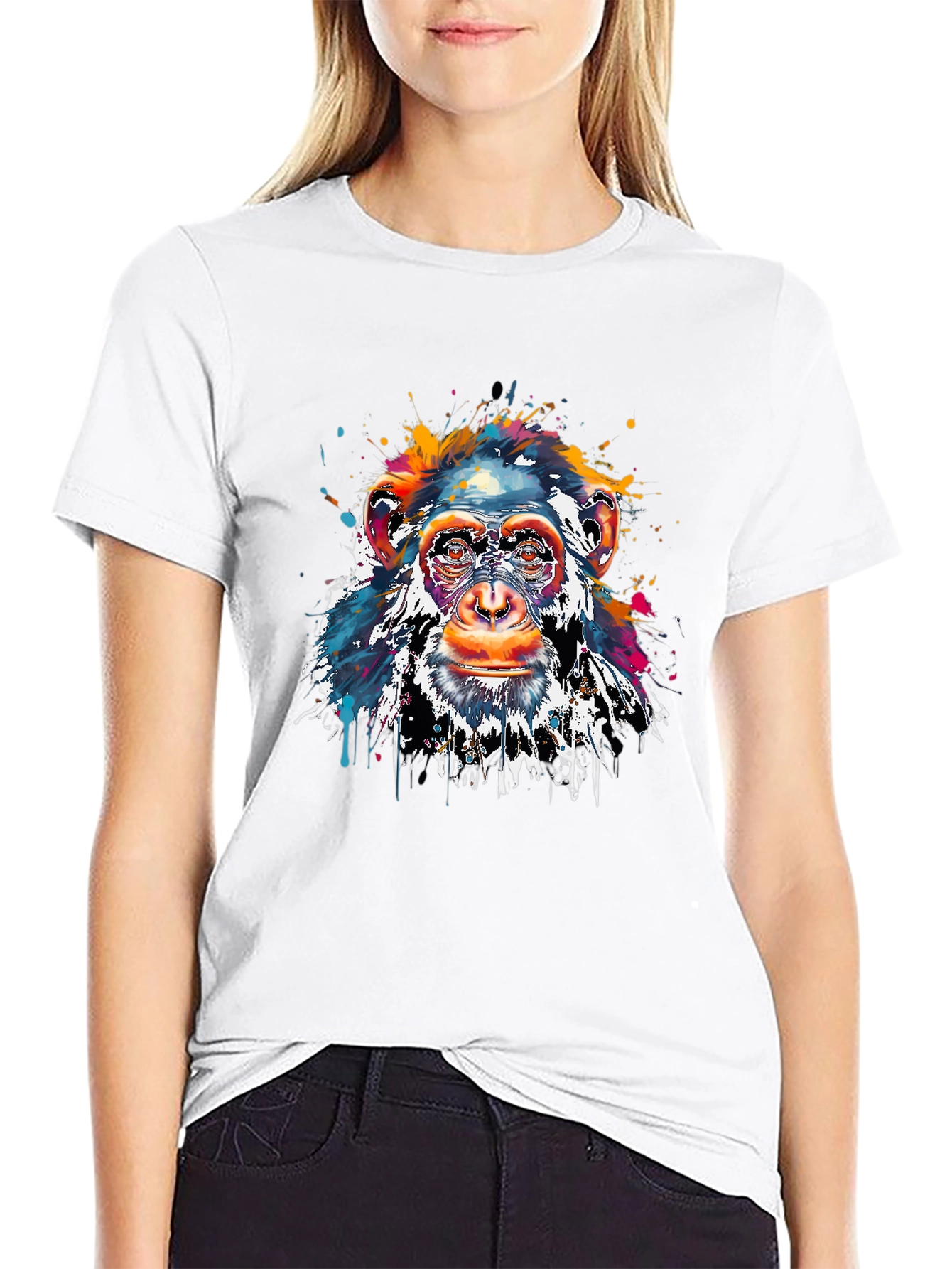 Colorful Monkey Graphic T-Shirt