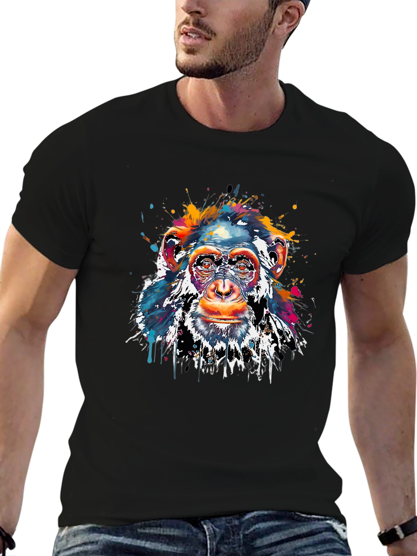 Colorful Monkey Graphic T-Shirt