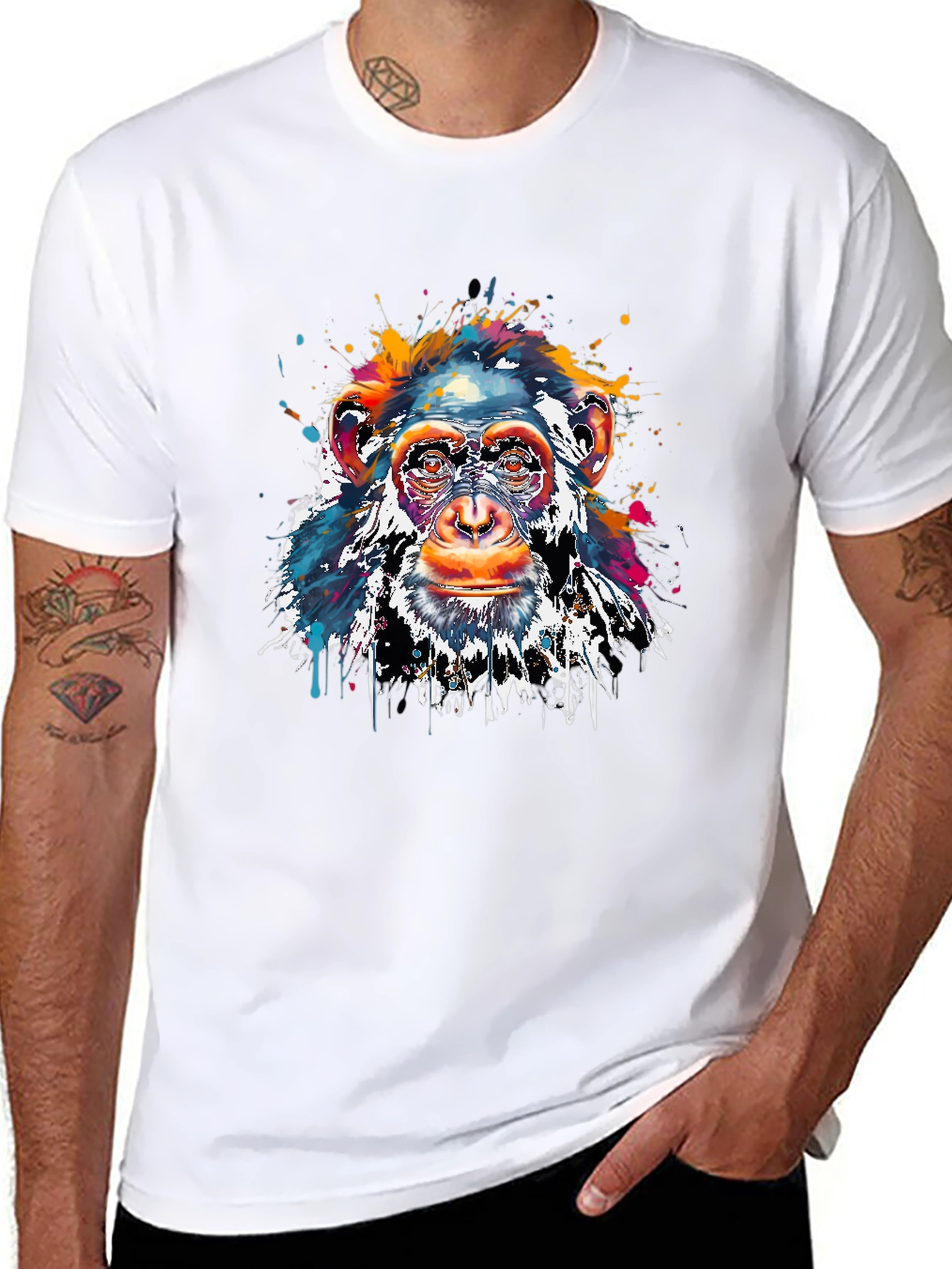 Colorful Monkey Graphic T-Shirt