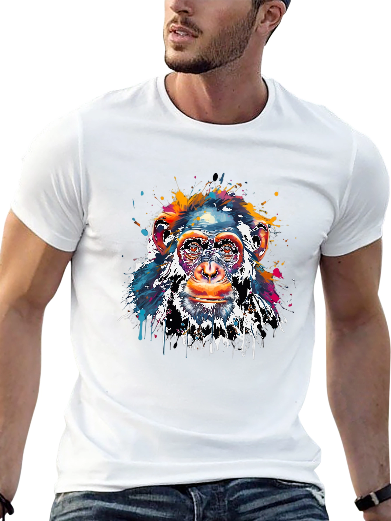 Colorful Monkey Graphic T-Shirt