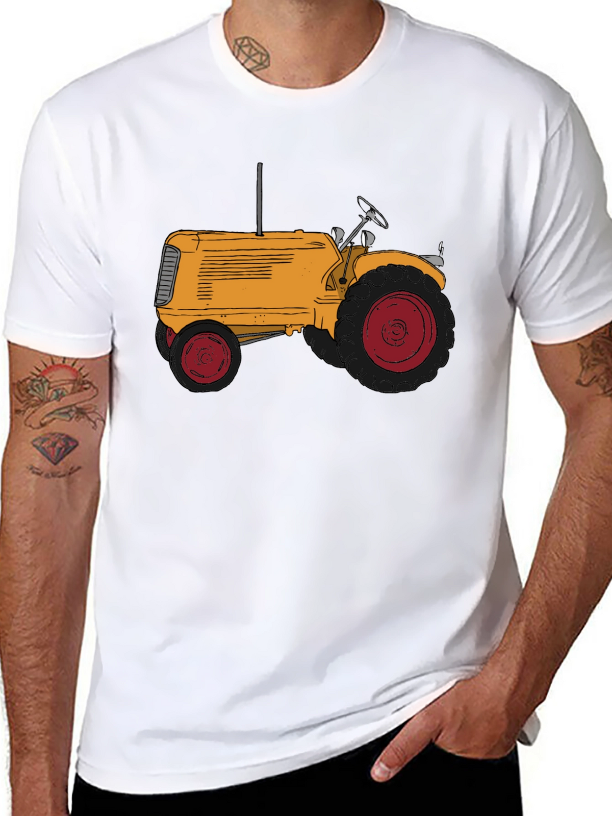 Tractor Graphic Tee - Stylish Black Cotton T-Shirt