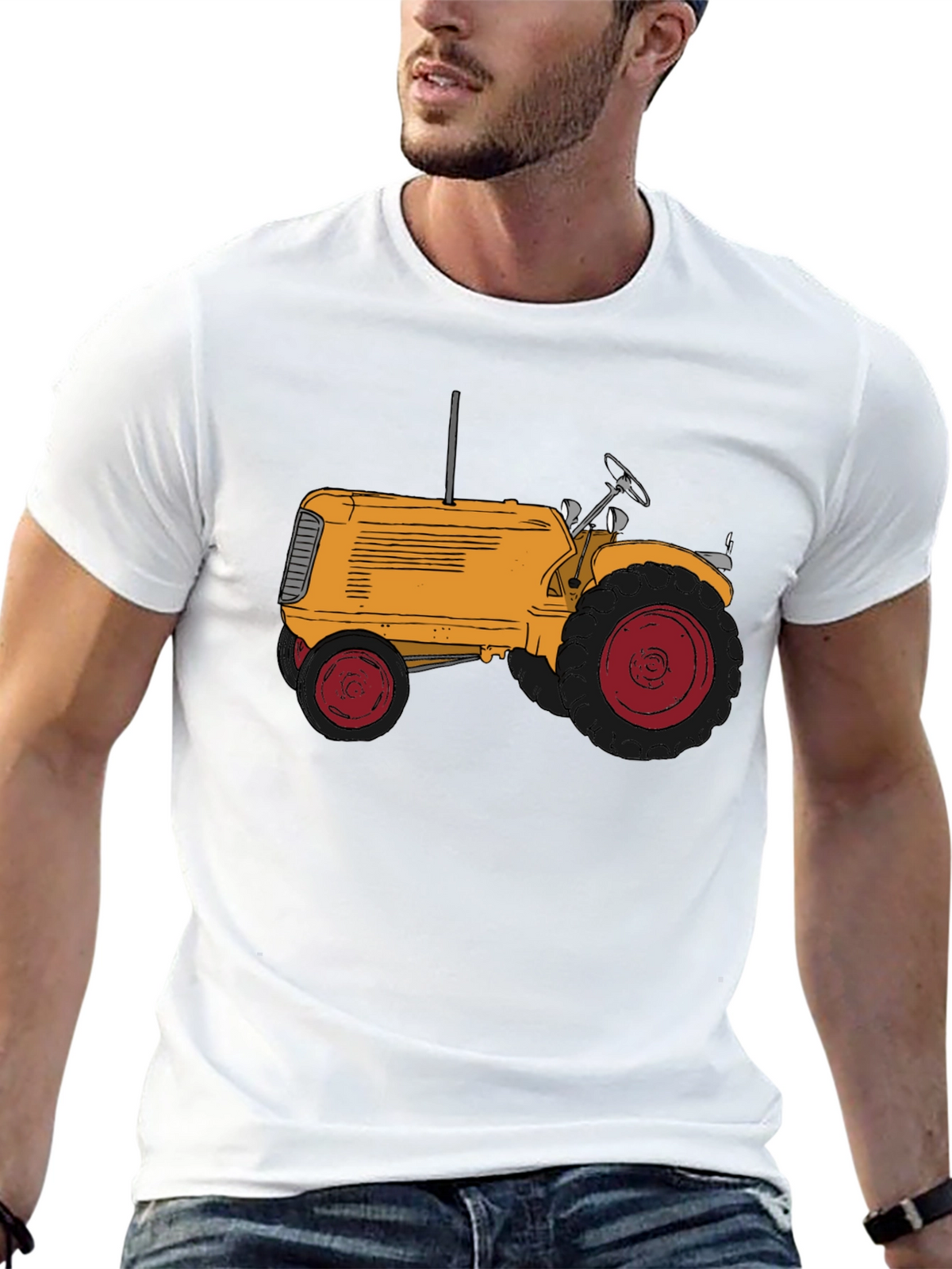 Tractor Graphic Tee - Stylish Black Cotton T-Shirt