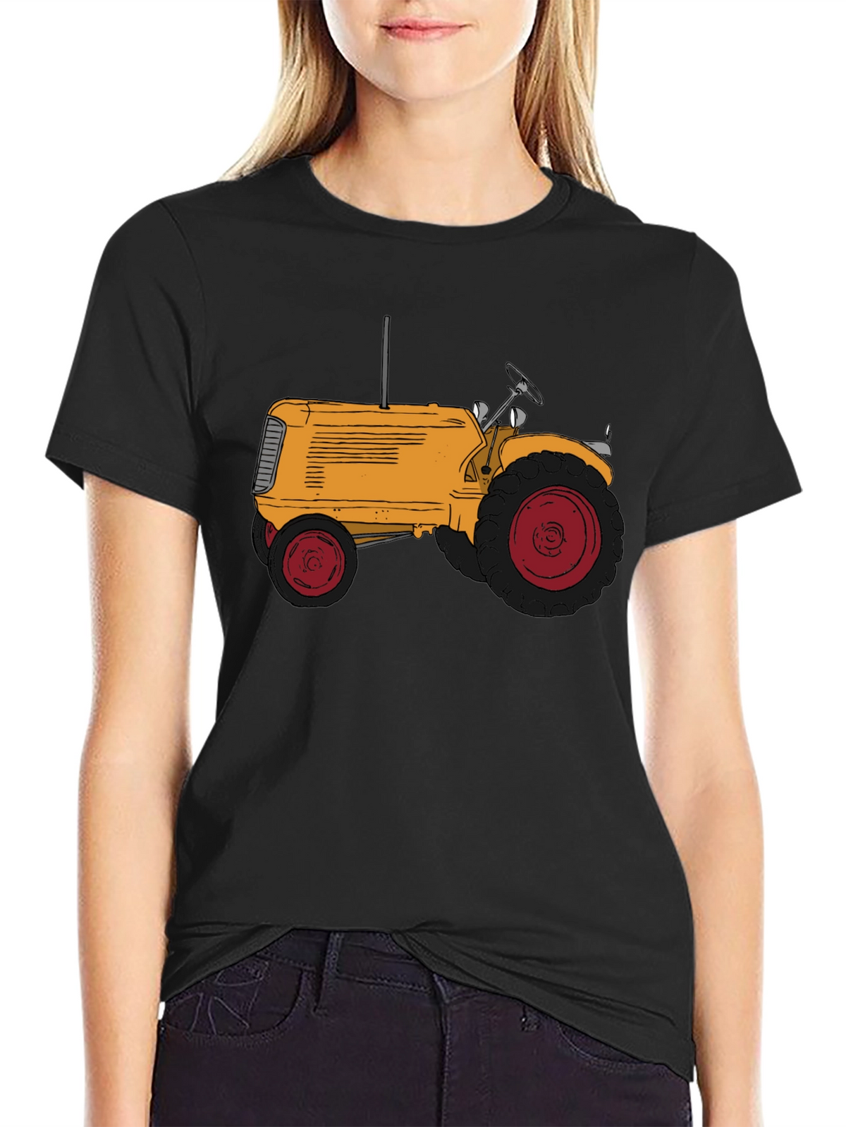 Tractor Graphic Tee - Stylish Black Cotton T-Shirt