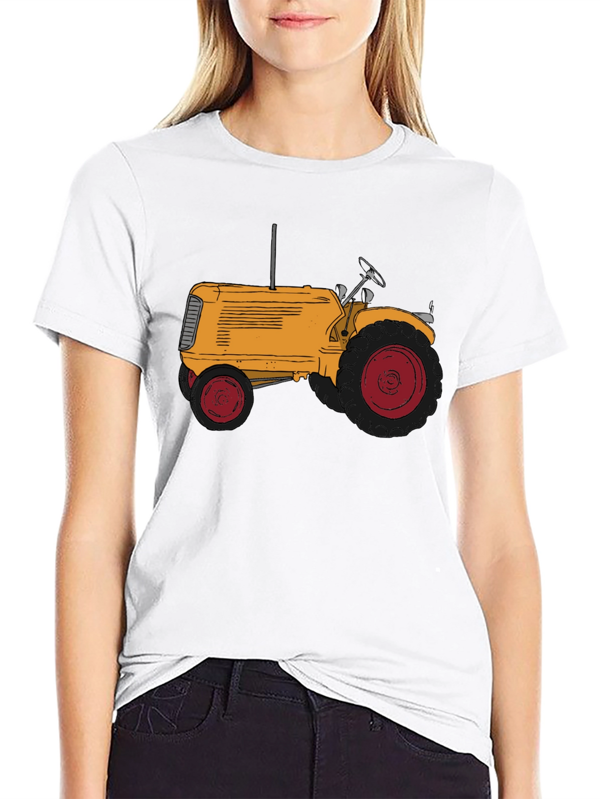 Tractor Graphic Tee - Stylish Black Cotton T-Shirt