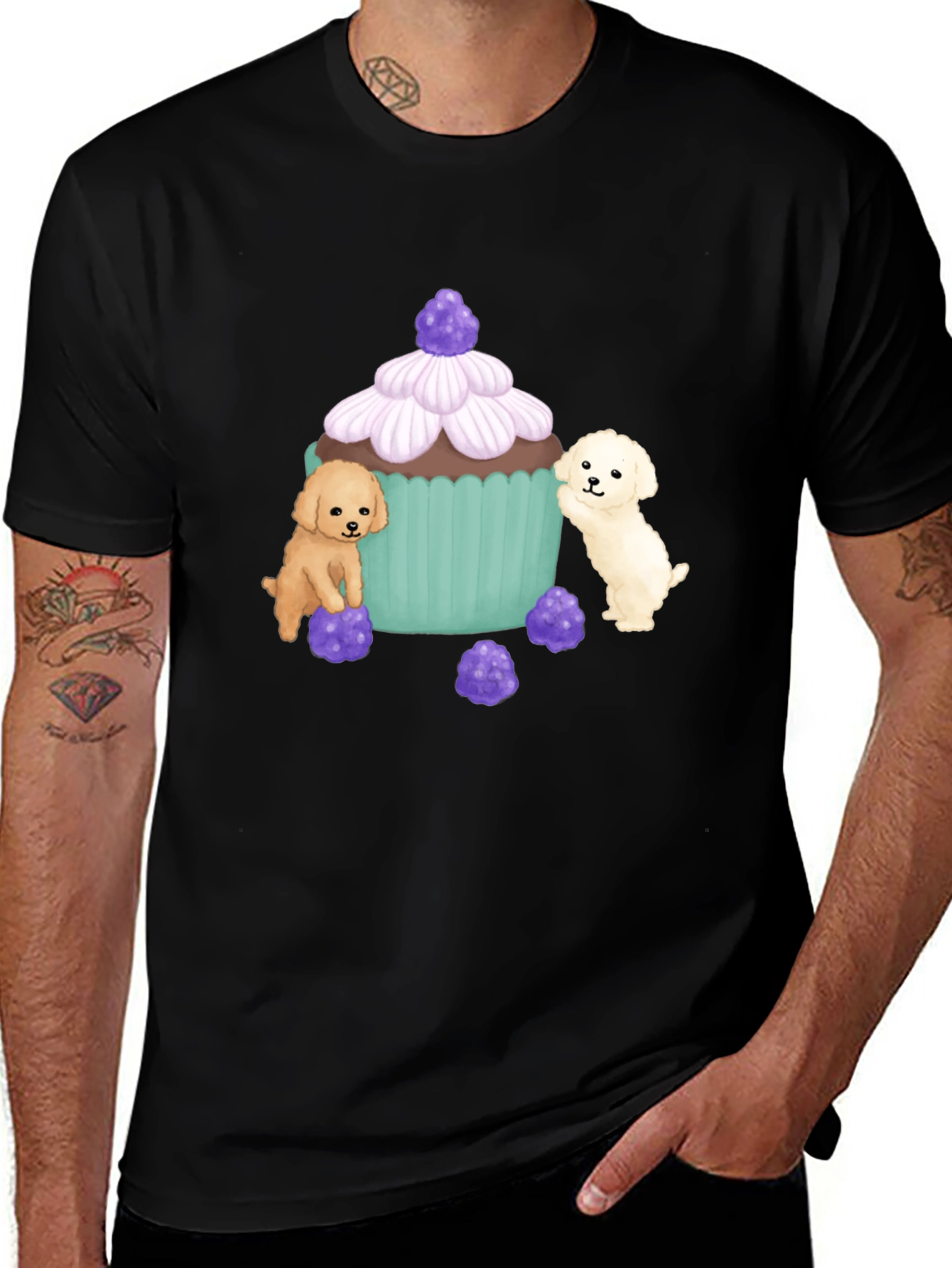 Cute Puppy Cupcake Graphic T-Shirt