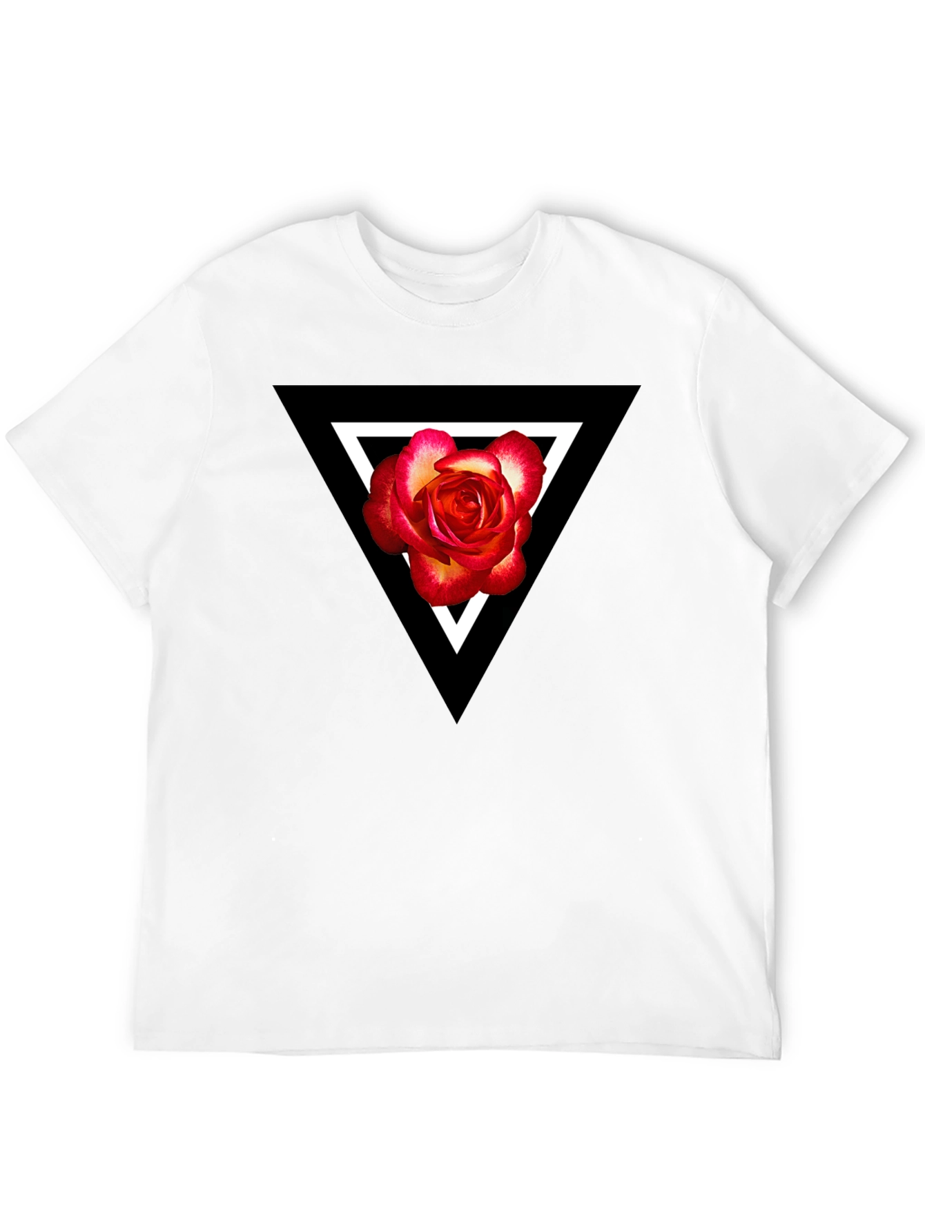 Triangle Rose Graphic Black T-Shirt