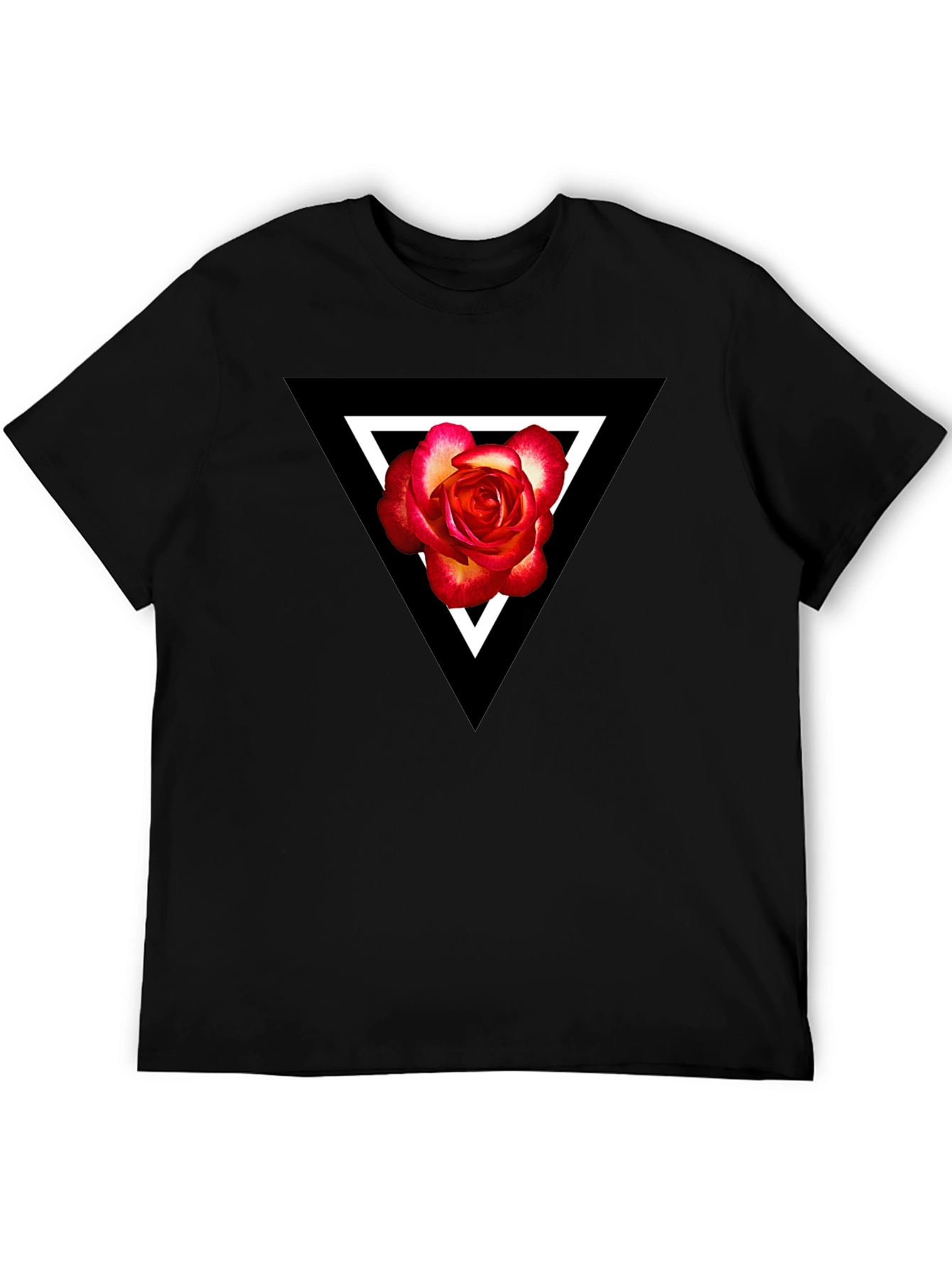 Triangle Rose Graphic Black T-Shirt