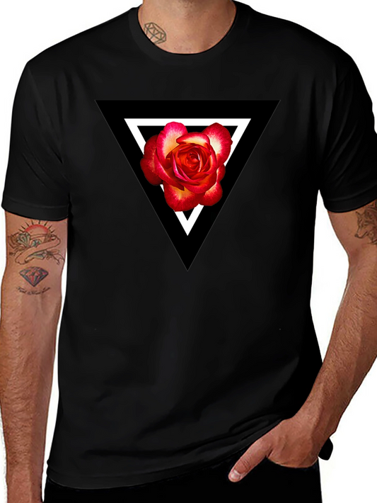 Triangle Rose Graphic Black T-Shirt