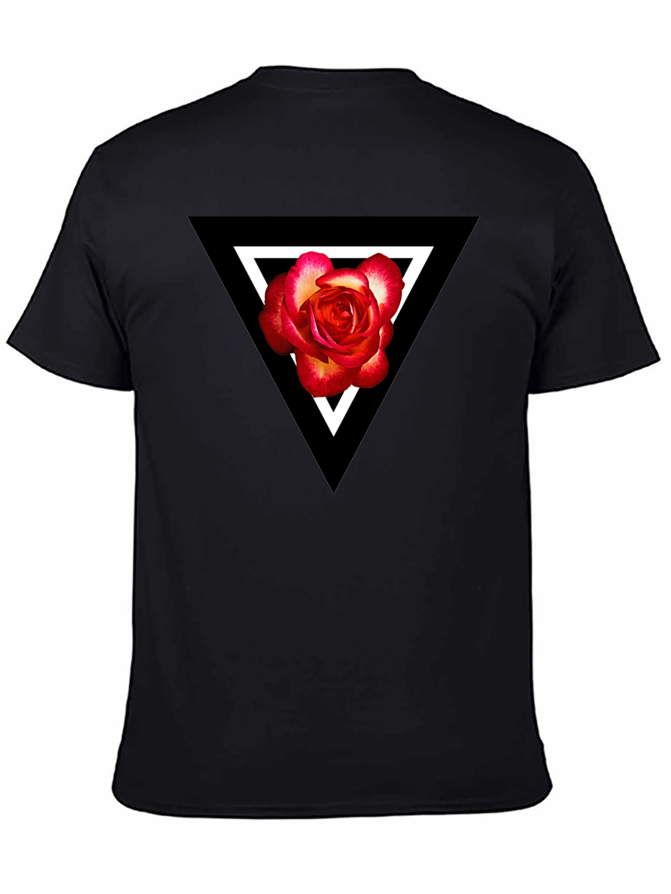 Triangle Rose Graphic Black T-Shirt