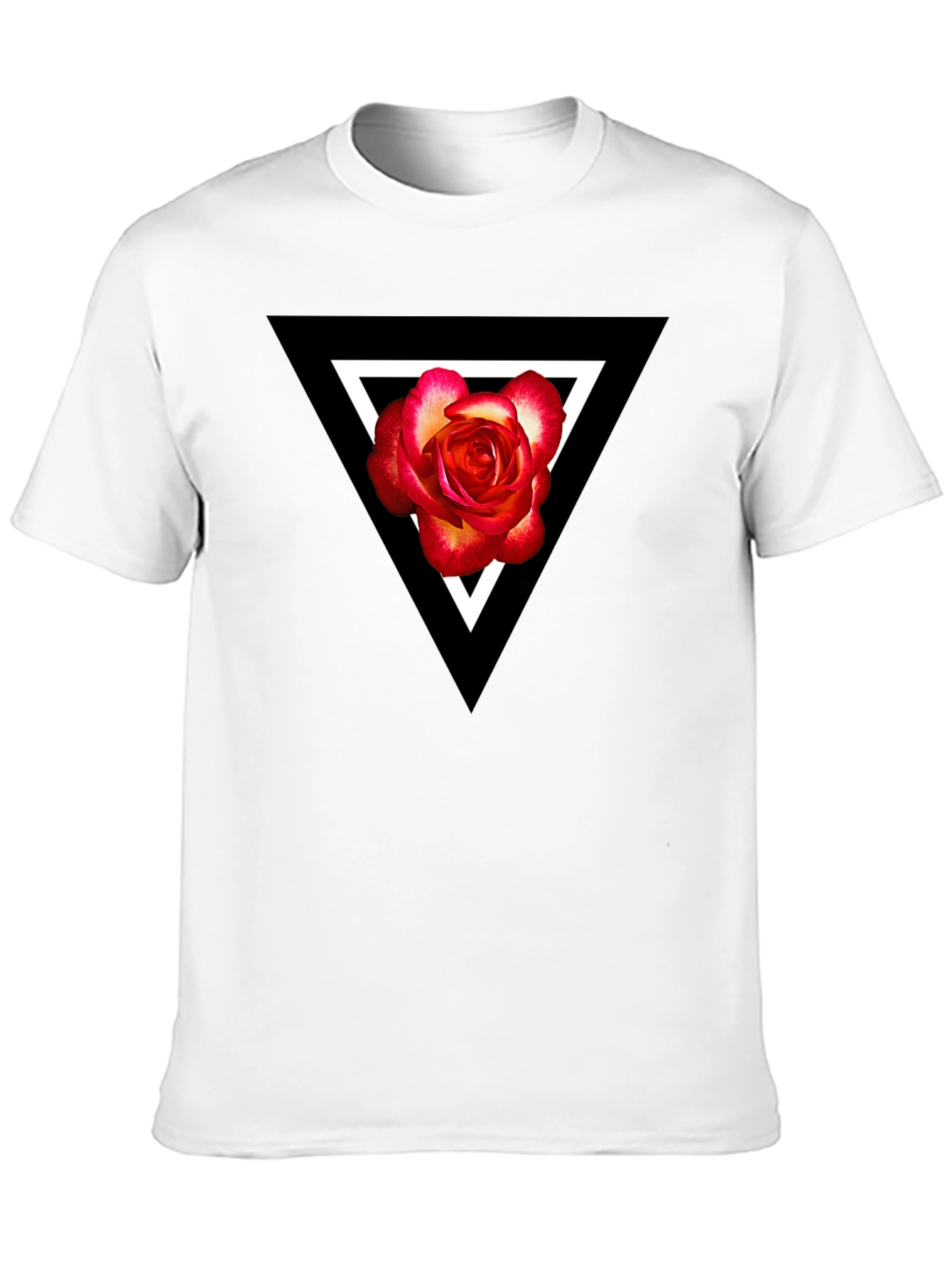 Triangle Rose Graphic Black T-Shirt