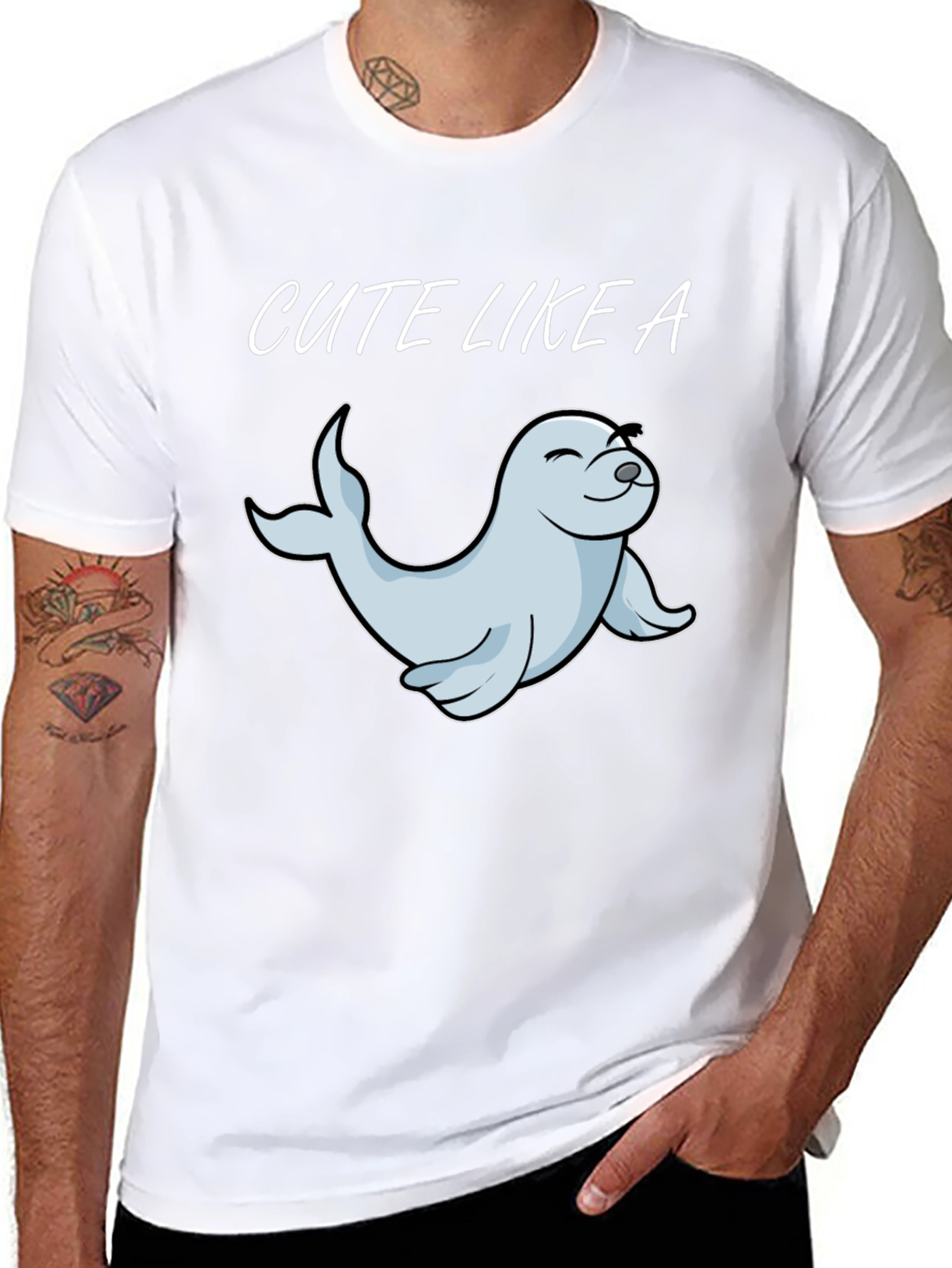 Cute Seal Graphic Tee - Unisex Black T-Shirt
