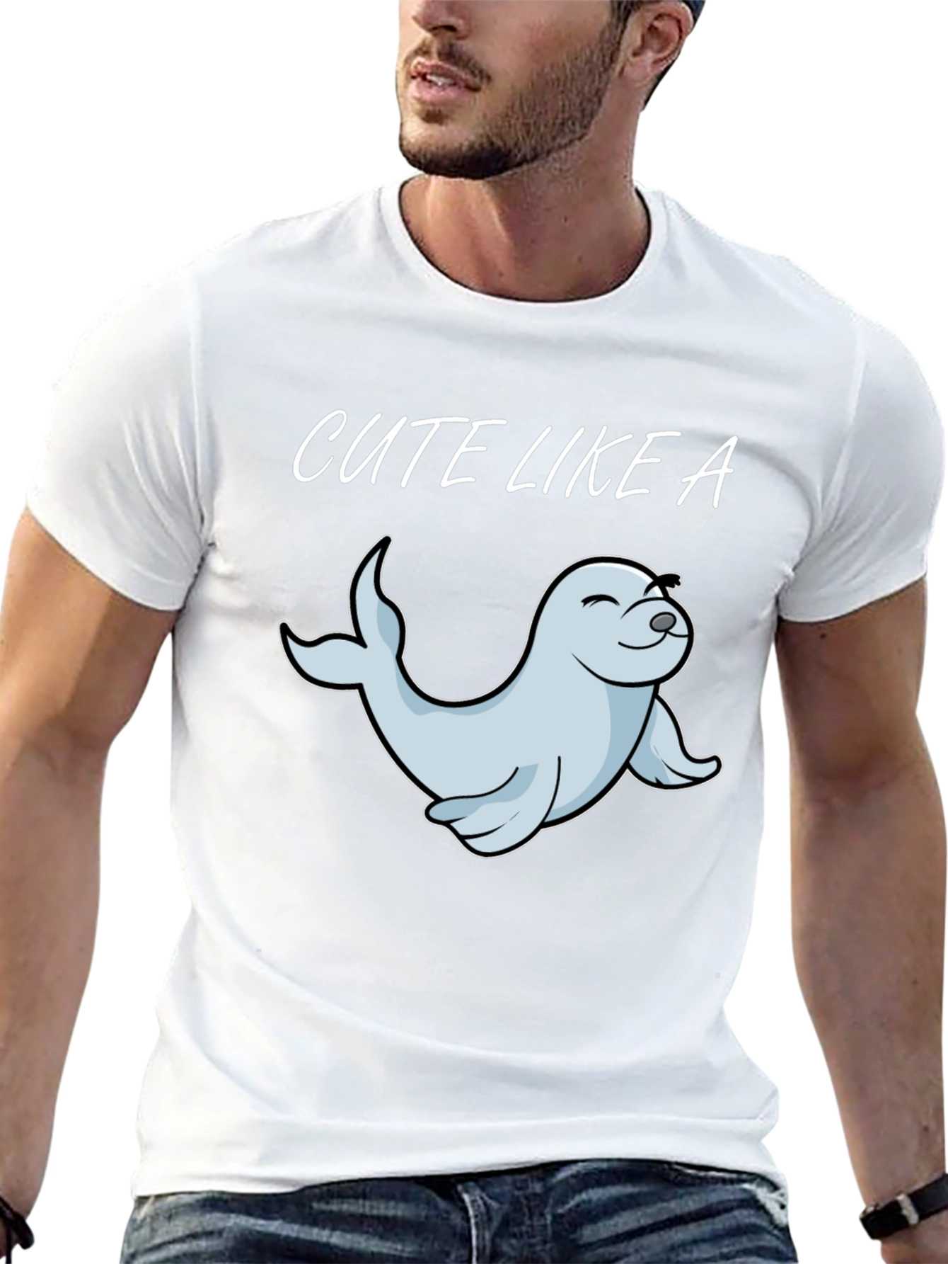 Cute Seal Graphic Tee - Unisex Black T-Shirt