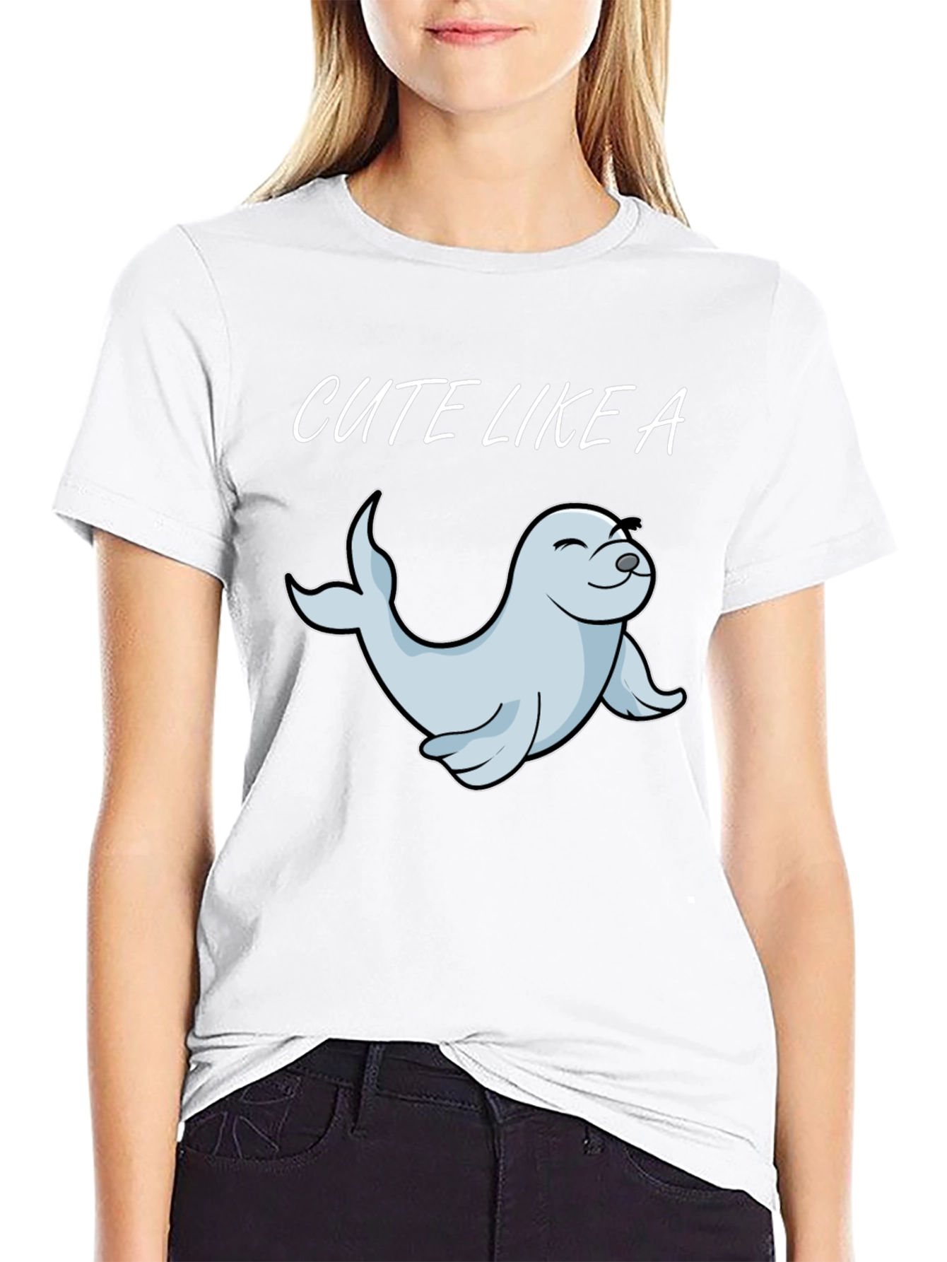 Cute Seal Graphic Tee - Unisex Black T-Shirt