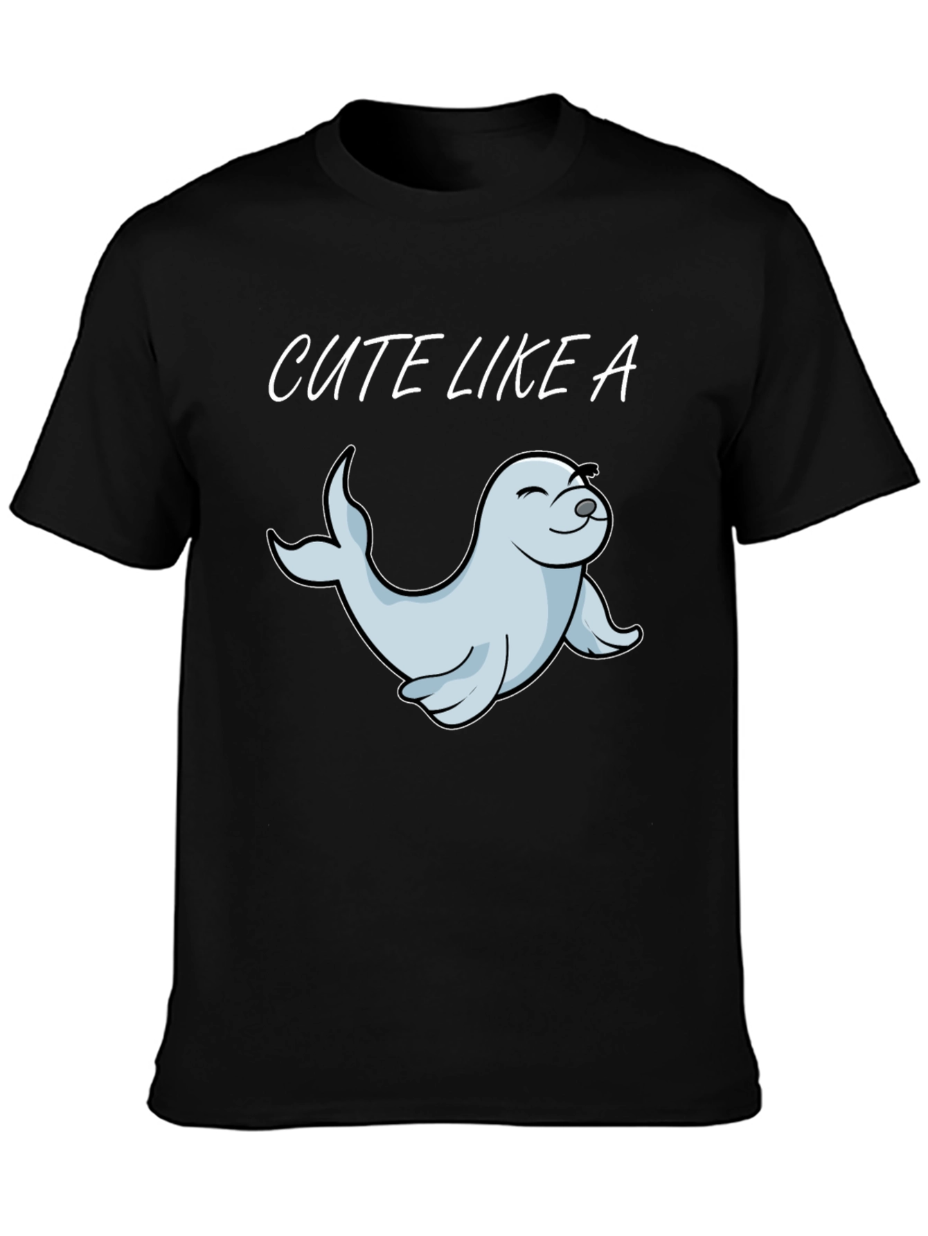 Cute Seal Graphic Tee - Unisex Black T-Shirt