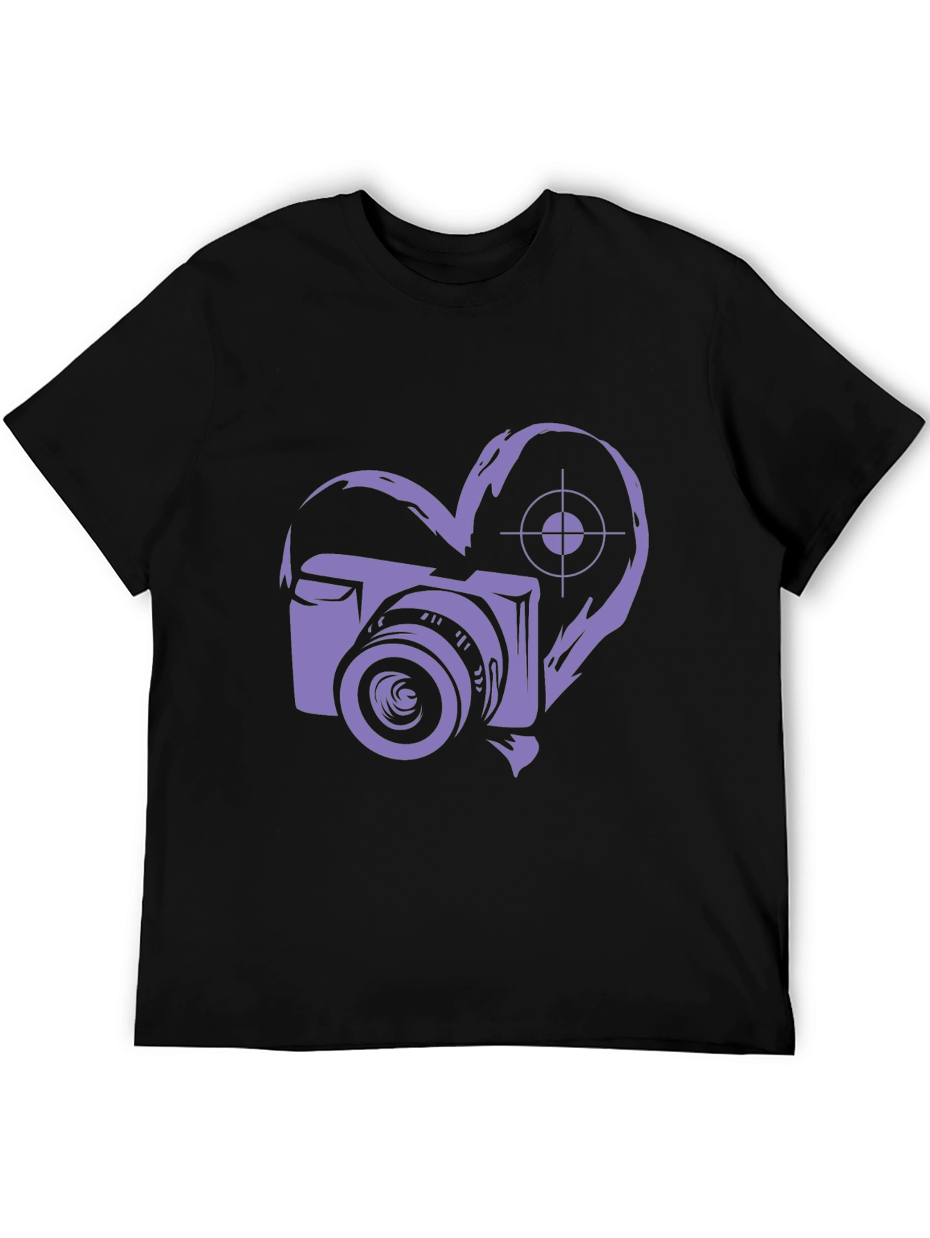 Camera Heart Graphic Black T-Shirt