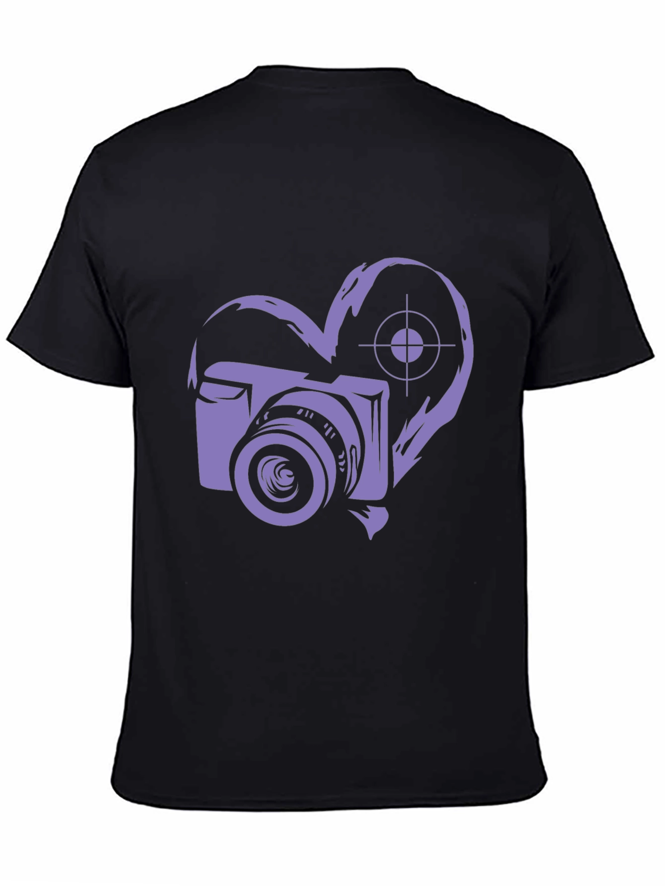 Camera Heart Graphic Black T-Shirt