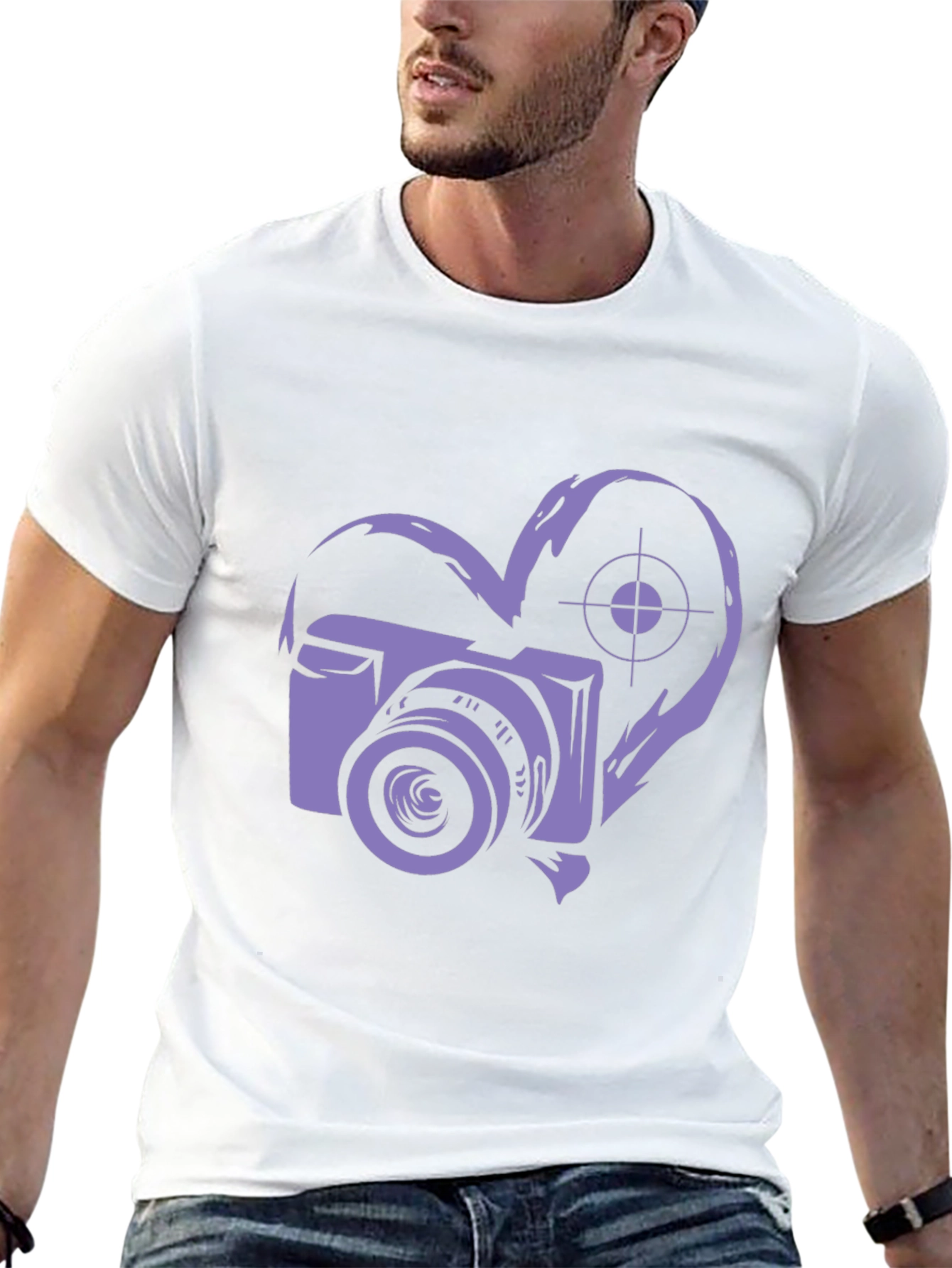 Camera Heart Graphic Black T-Shirt