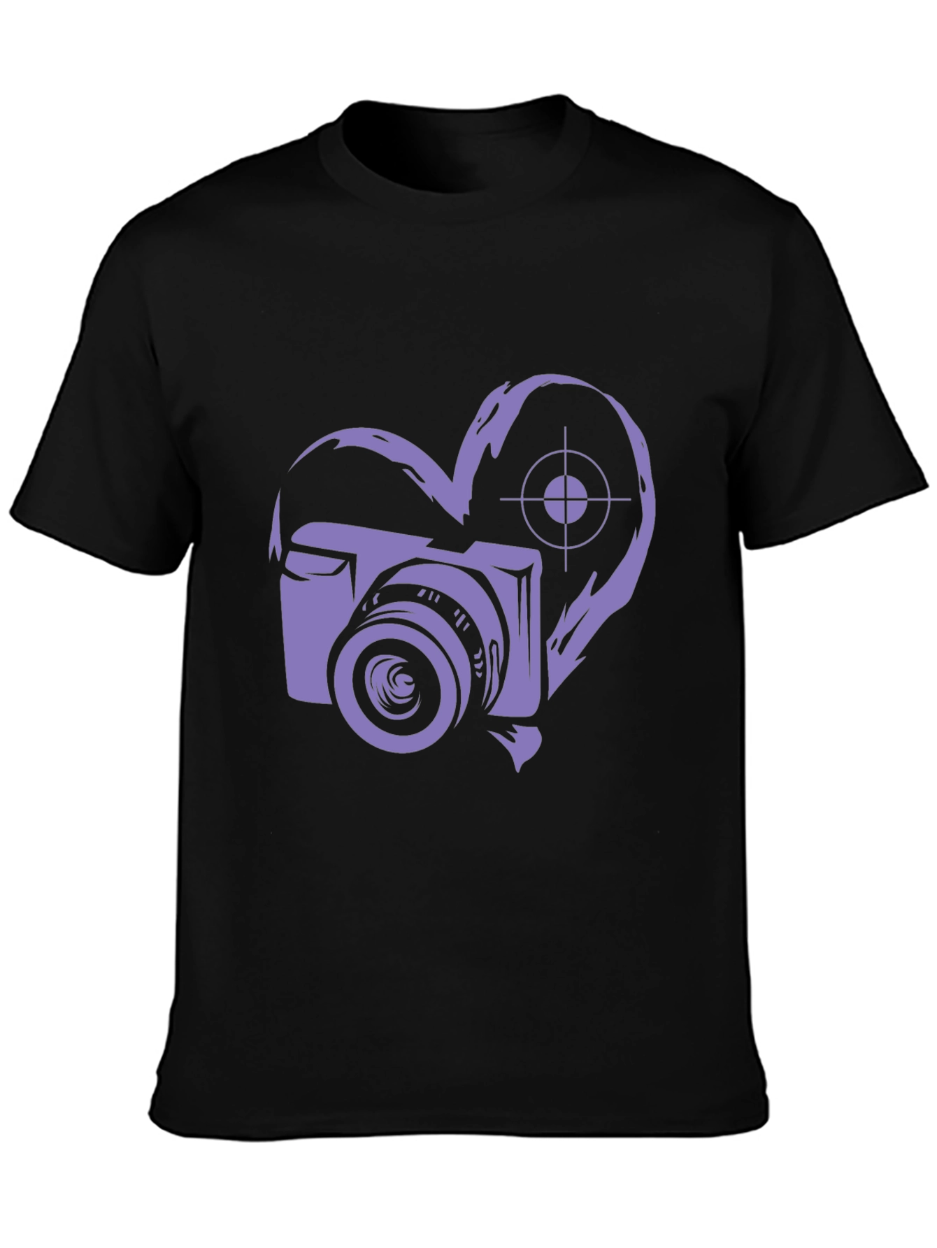 Camera Heart Graphic Black T-Shirt