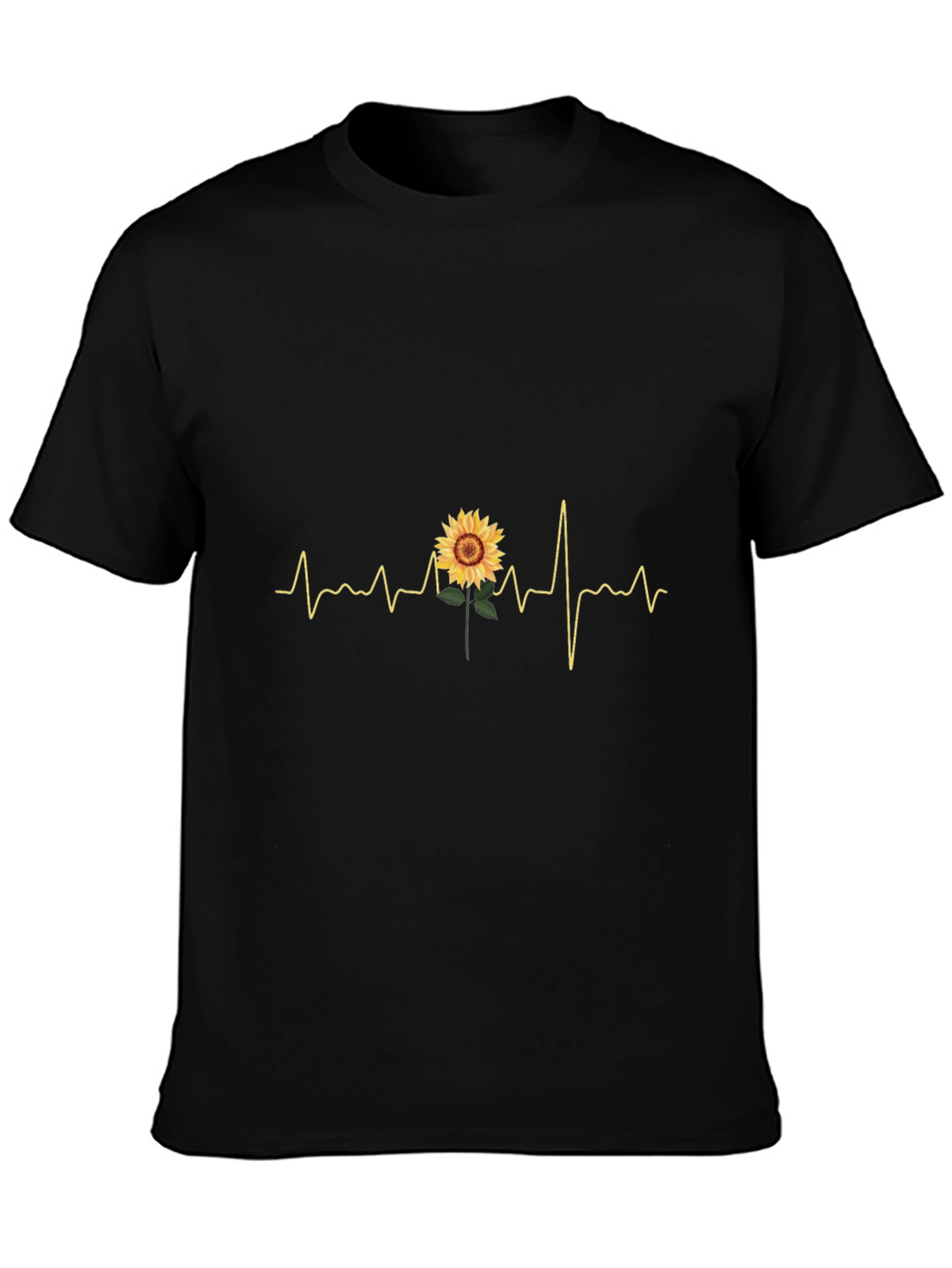 Sunflower Heartbeat T-Shirt - Black
